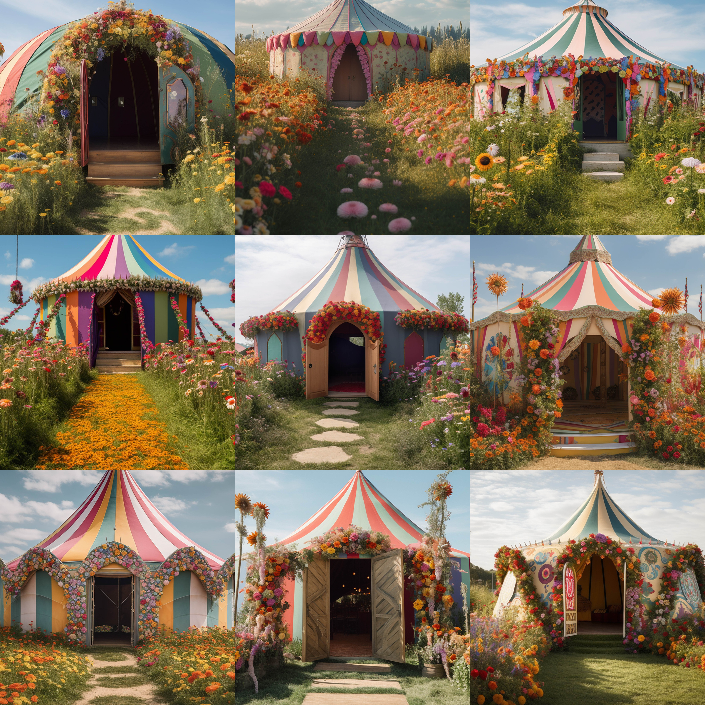 Floral Circus Tent Digital Background Bundle