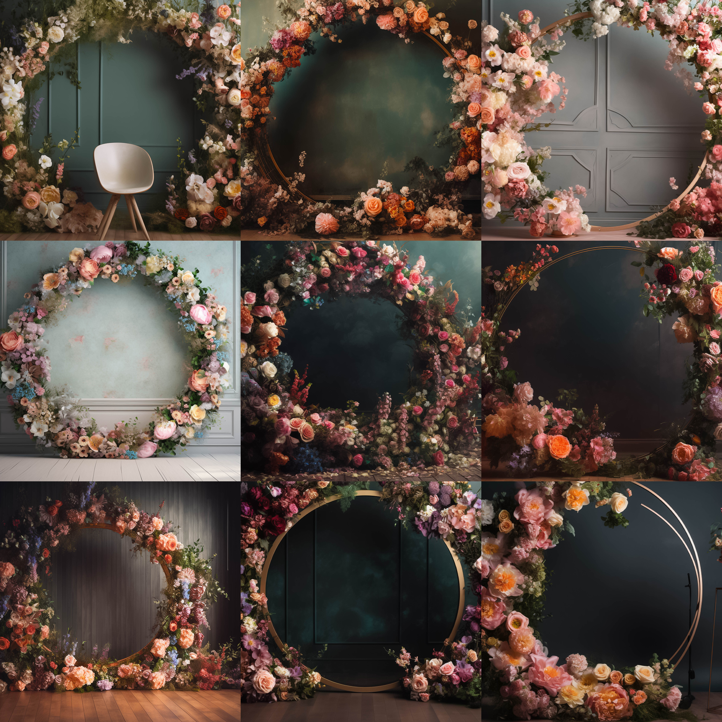 Floral Hoop Digital Background Bundle