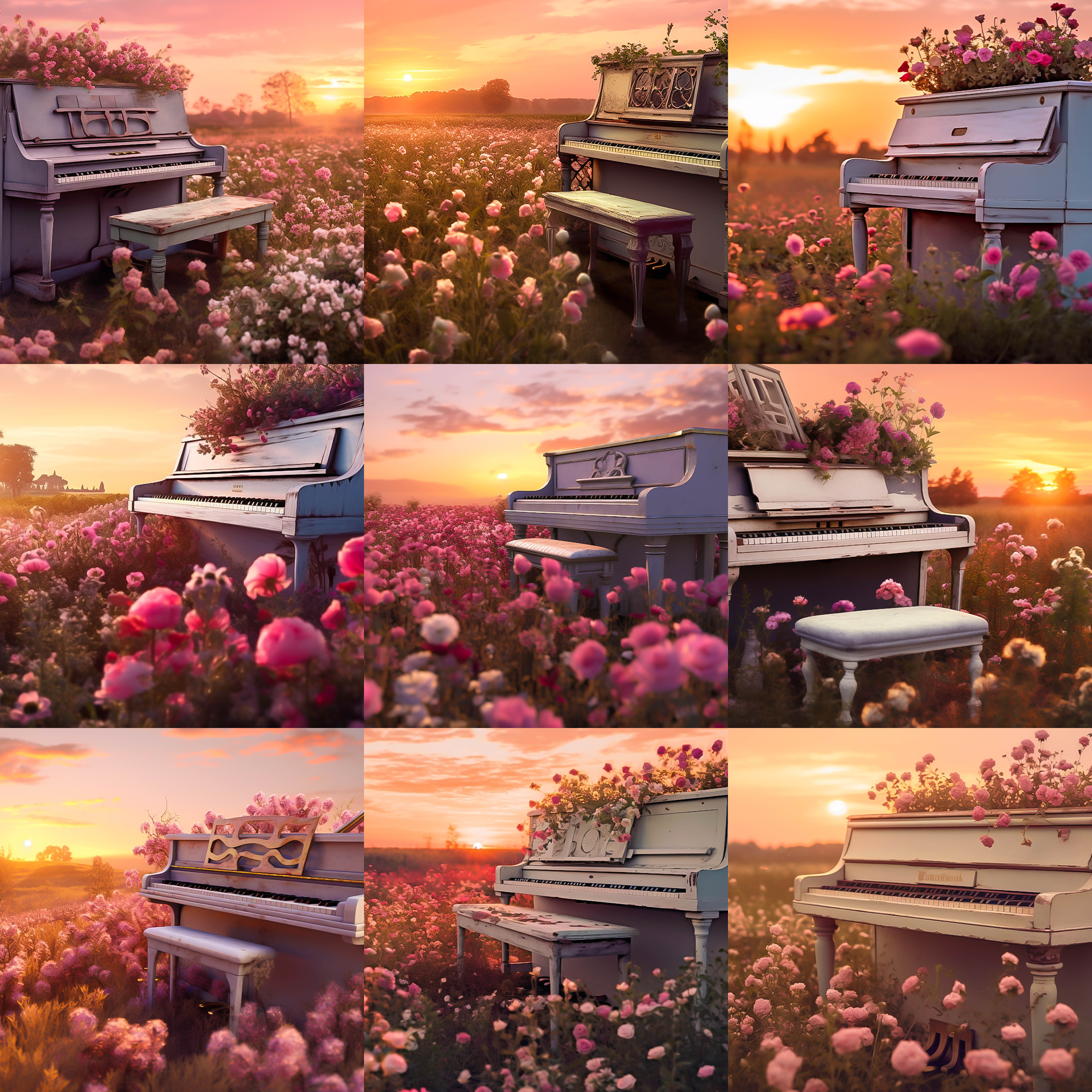 Floral Piano Digital Background Bundle