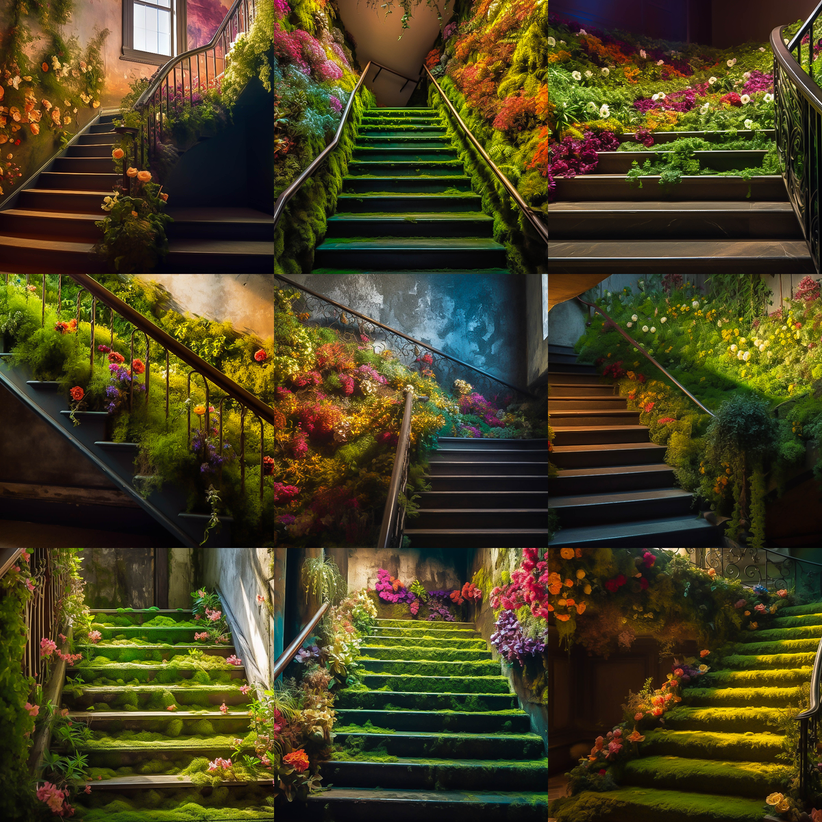 Floral Stairs Digital Background Bundle - Meg Bitton Productions