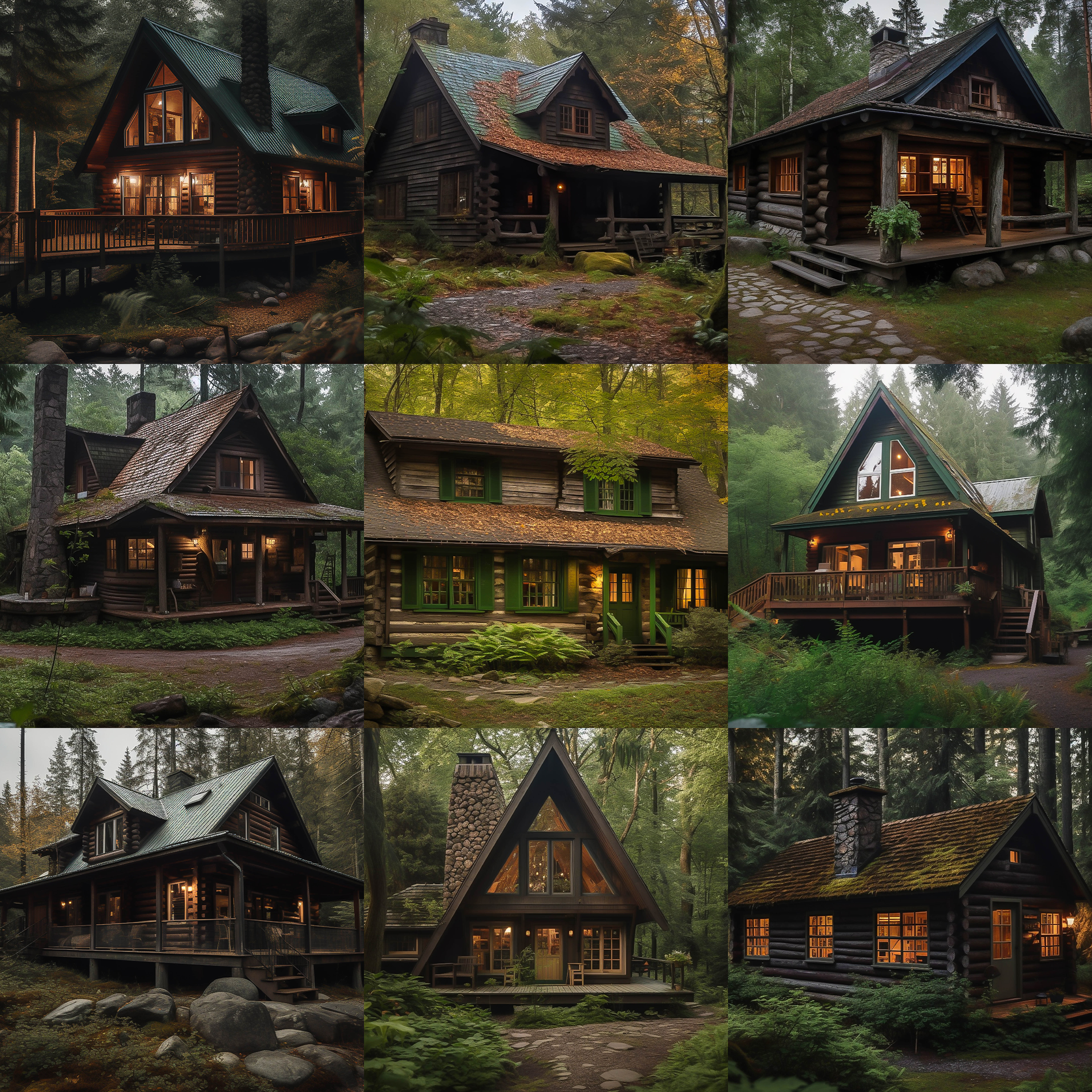 Forest Cabins Digital Background Bundle