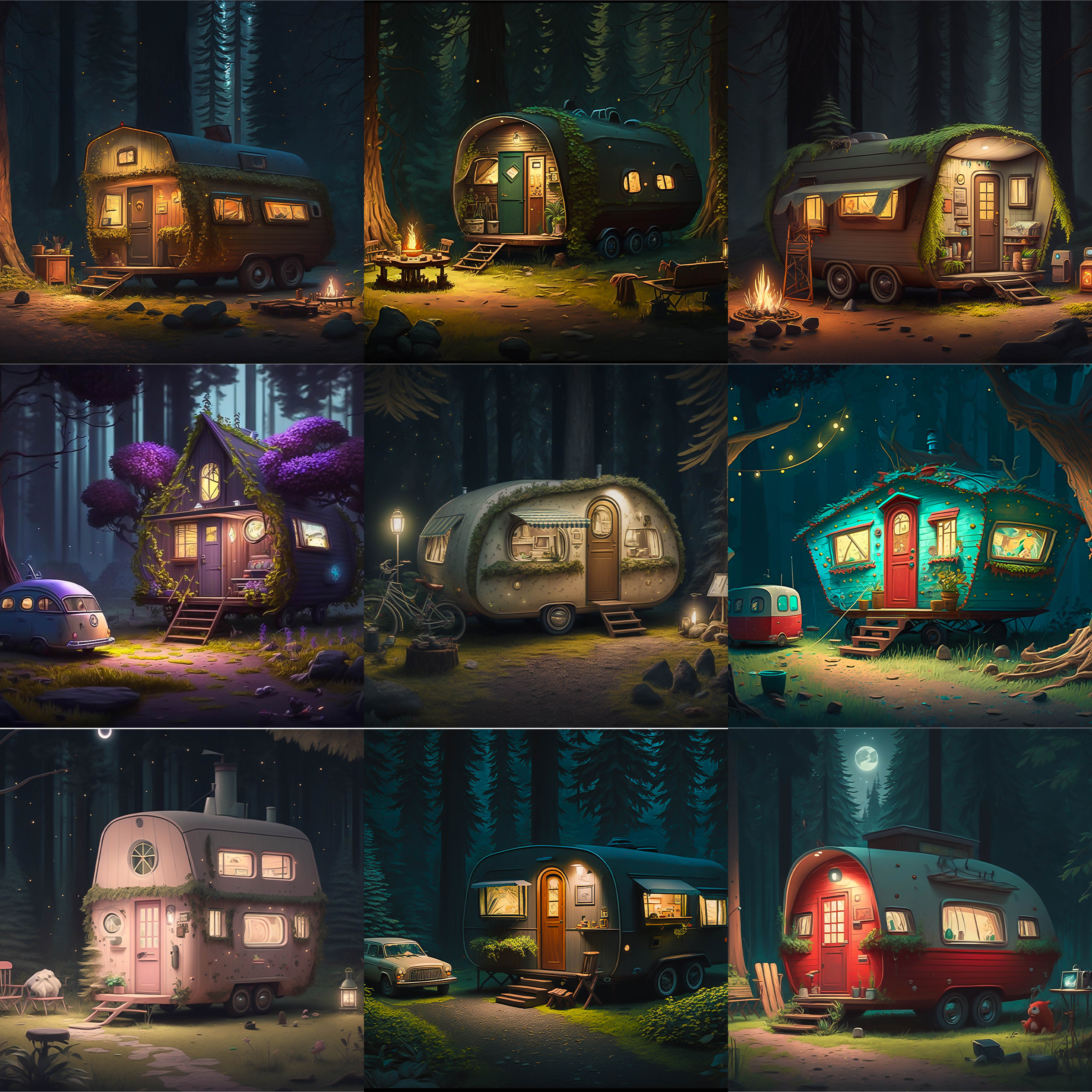 Forest Camper Digital Background Bundle