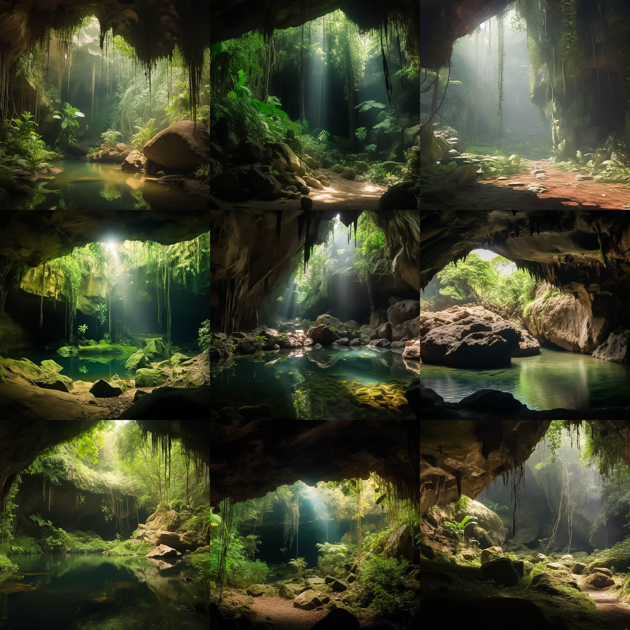 Forest Cave Digital Background Bundle