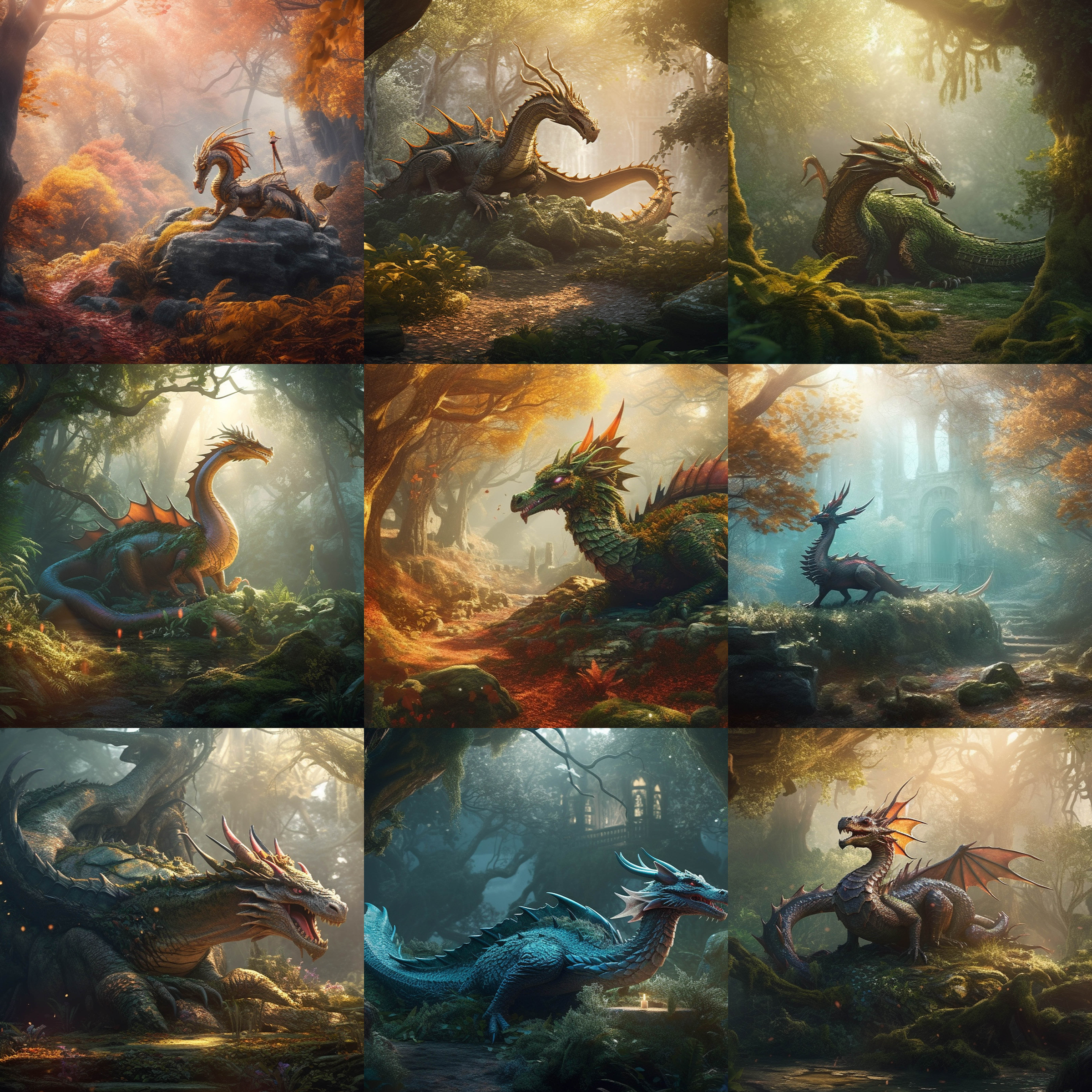 Forest Dragons Digital Background Bundle