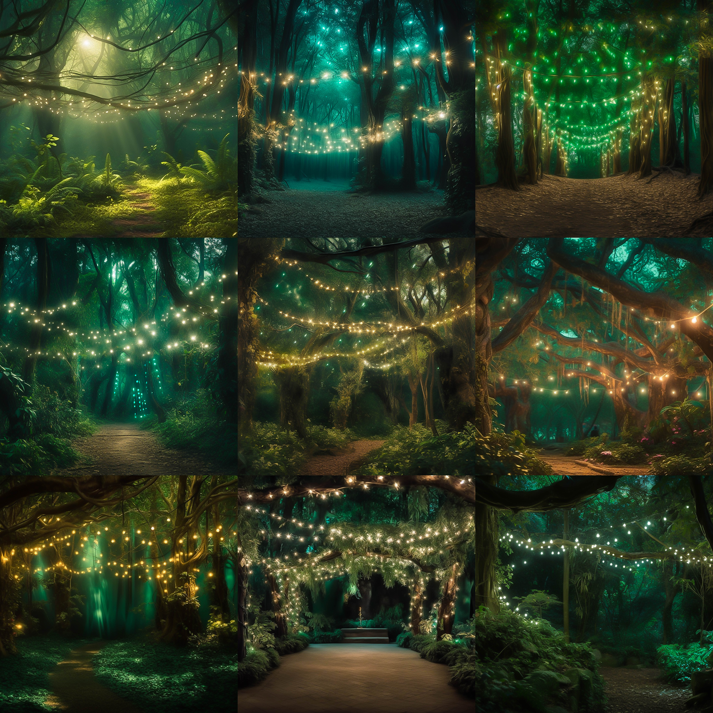 Forest Lights Digital Background Bundle