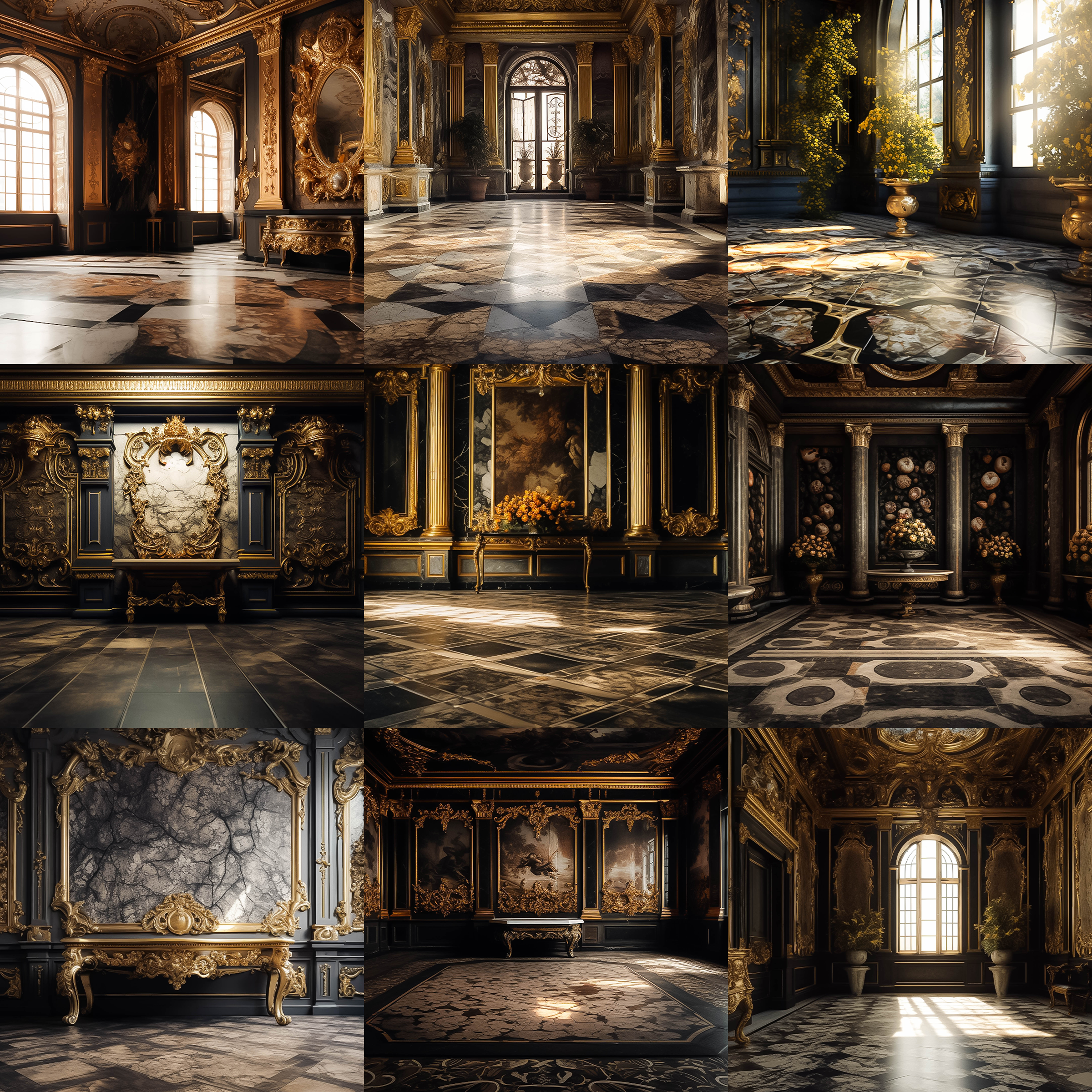 Gothic Baroque Rooms Digital Background Bundle