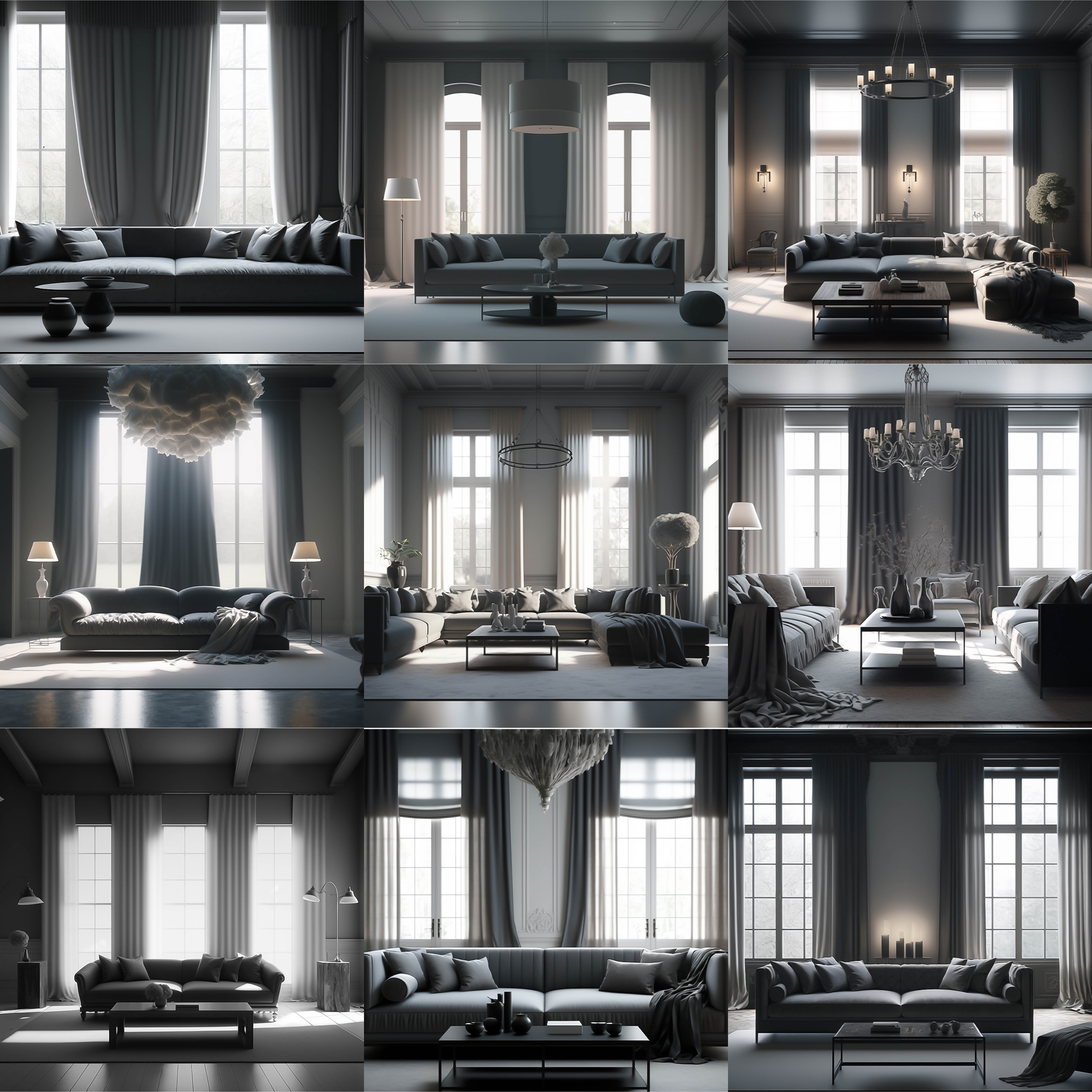 Grey Living Rooms Digital Background Bundle