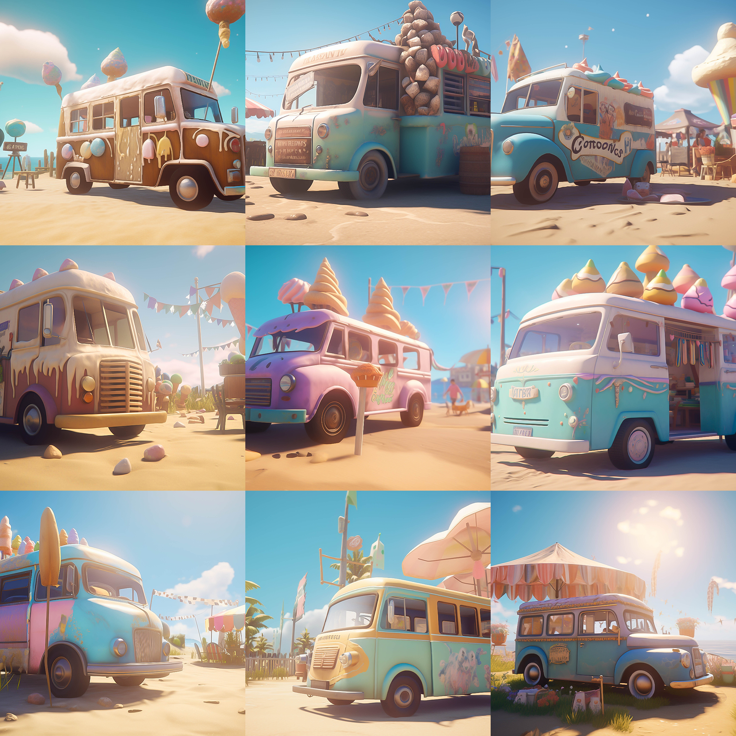 Ice Cream Truck Digital Background Bundle