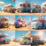 Ice Cream Truck Digital Background Bundle - Meg Bitton Productions