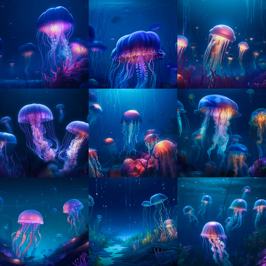 Jellyfish World Digital Background Bundle - Meg Bitton Productions