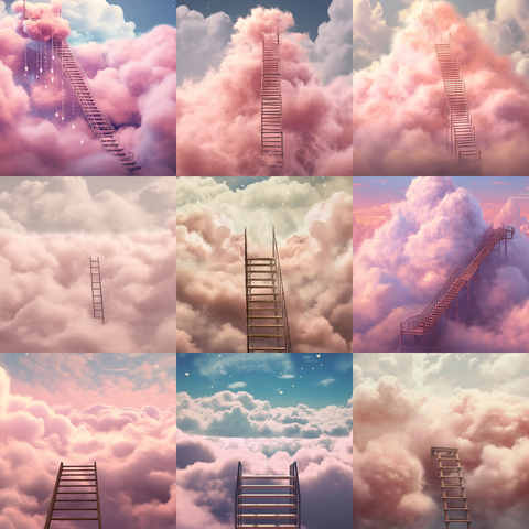Ladder in the Clouds Digital Background Bundle