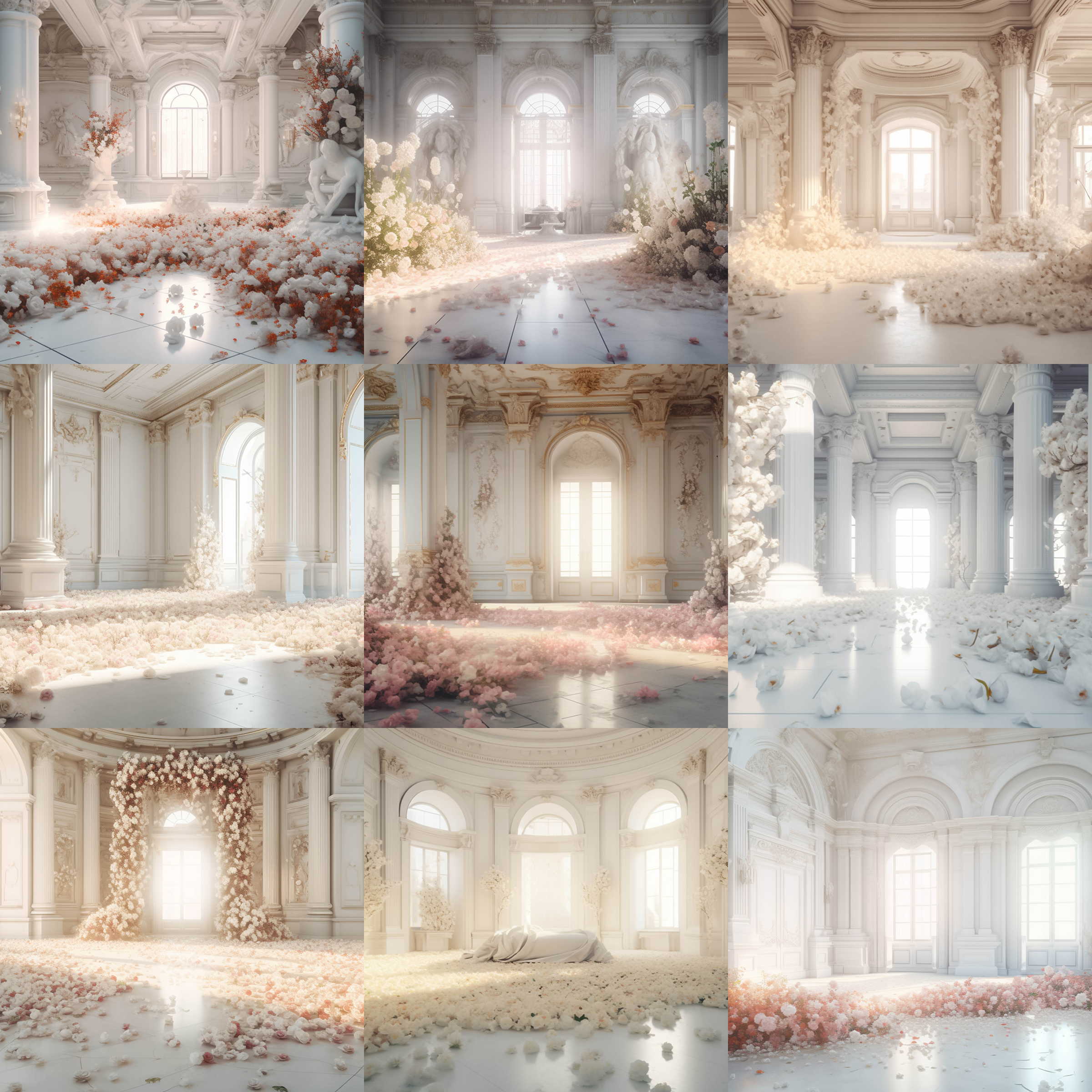 Light and Airy Floral Rooms Digital Background Bundle