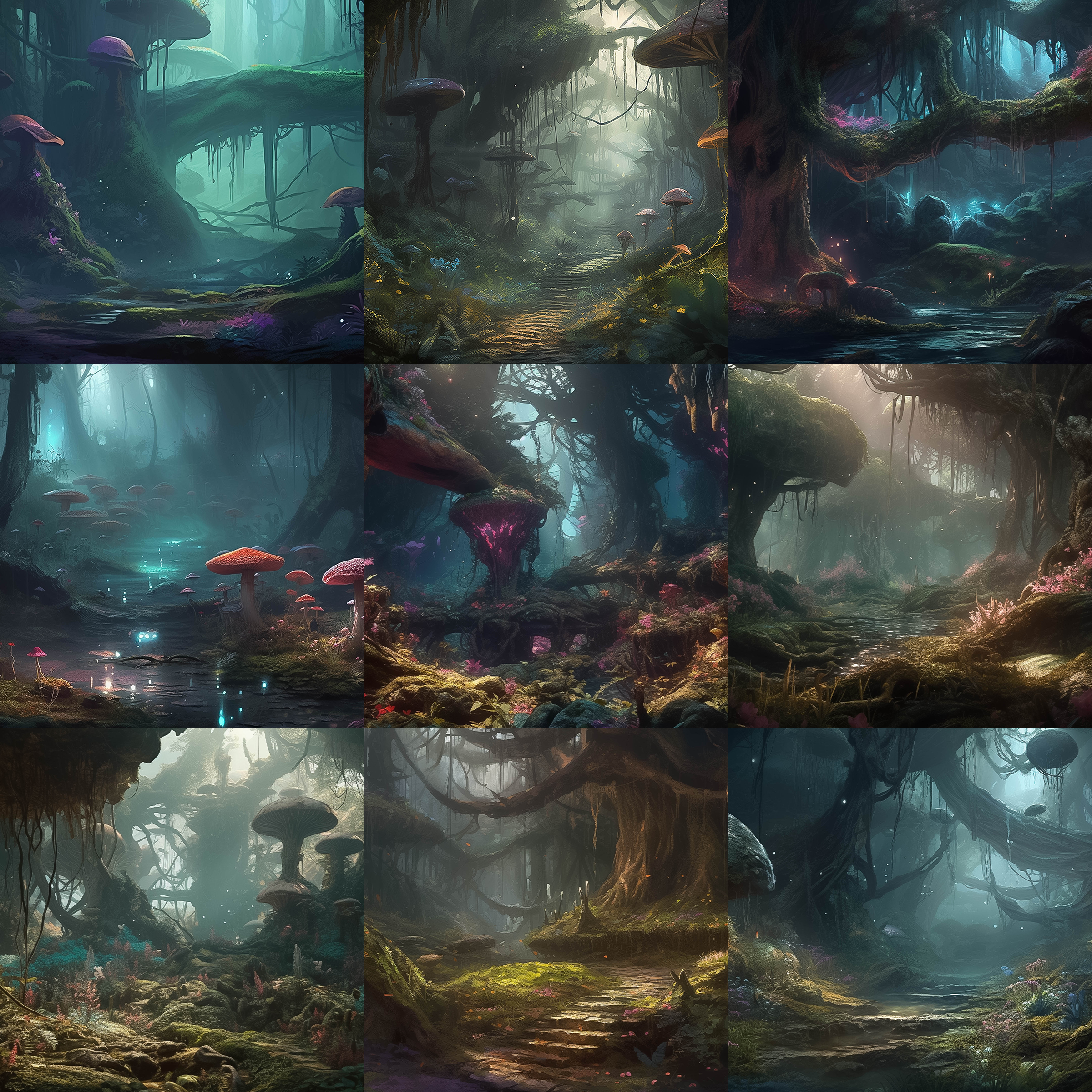 Magical Dark Forest Digital Background Bundle