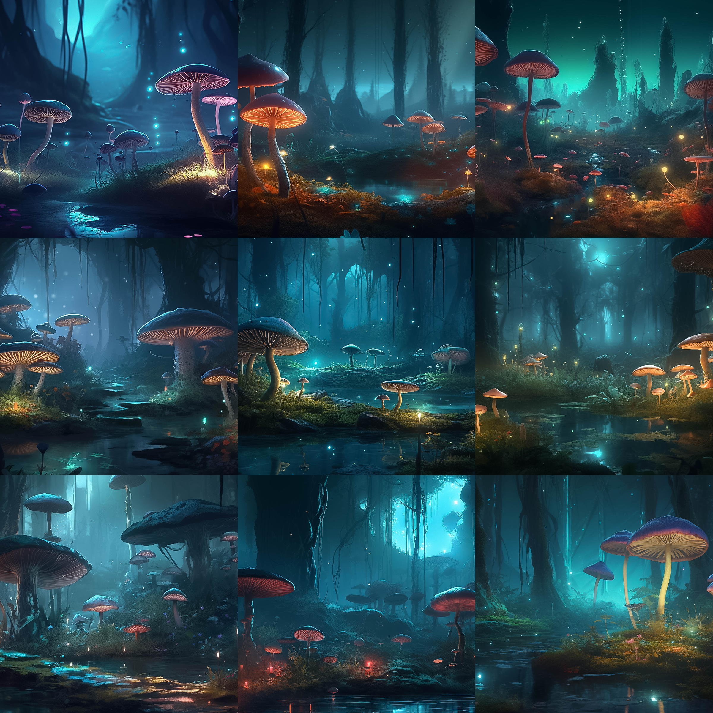 Magical Mushroom Forest Digital Background Bundle