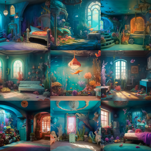 Mermaid Bedrooms Digital Background Bundle - Meg Bitton Productions