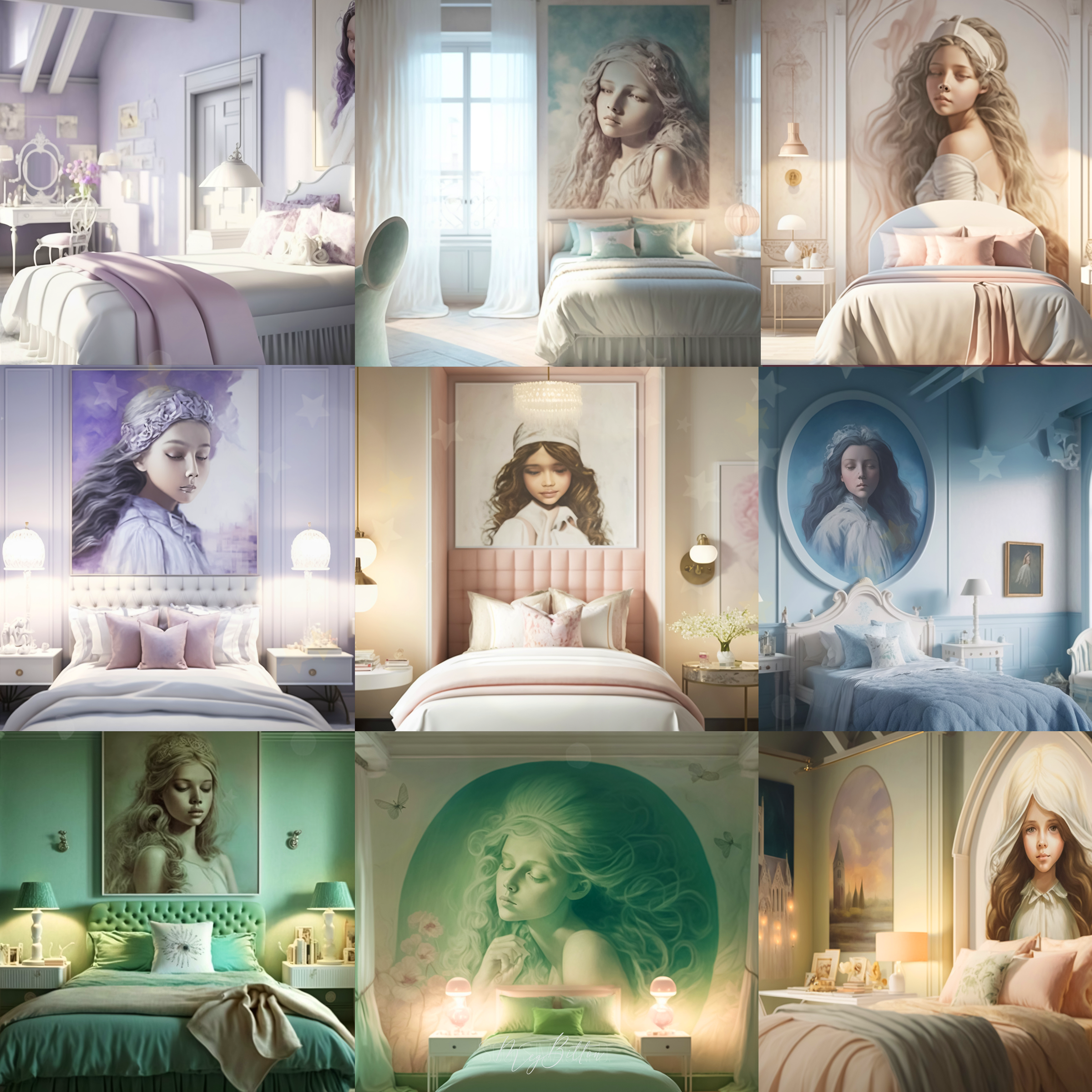 Mural Girl Bedrooms Digital Background Bundle