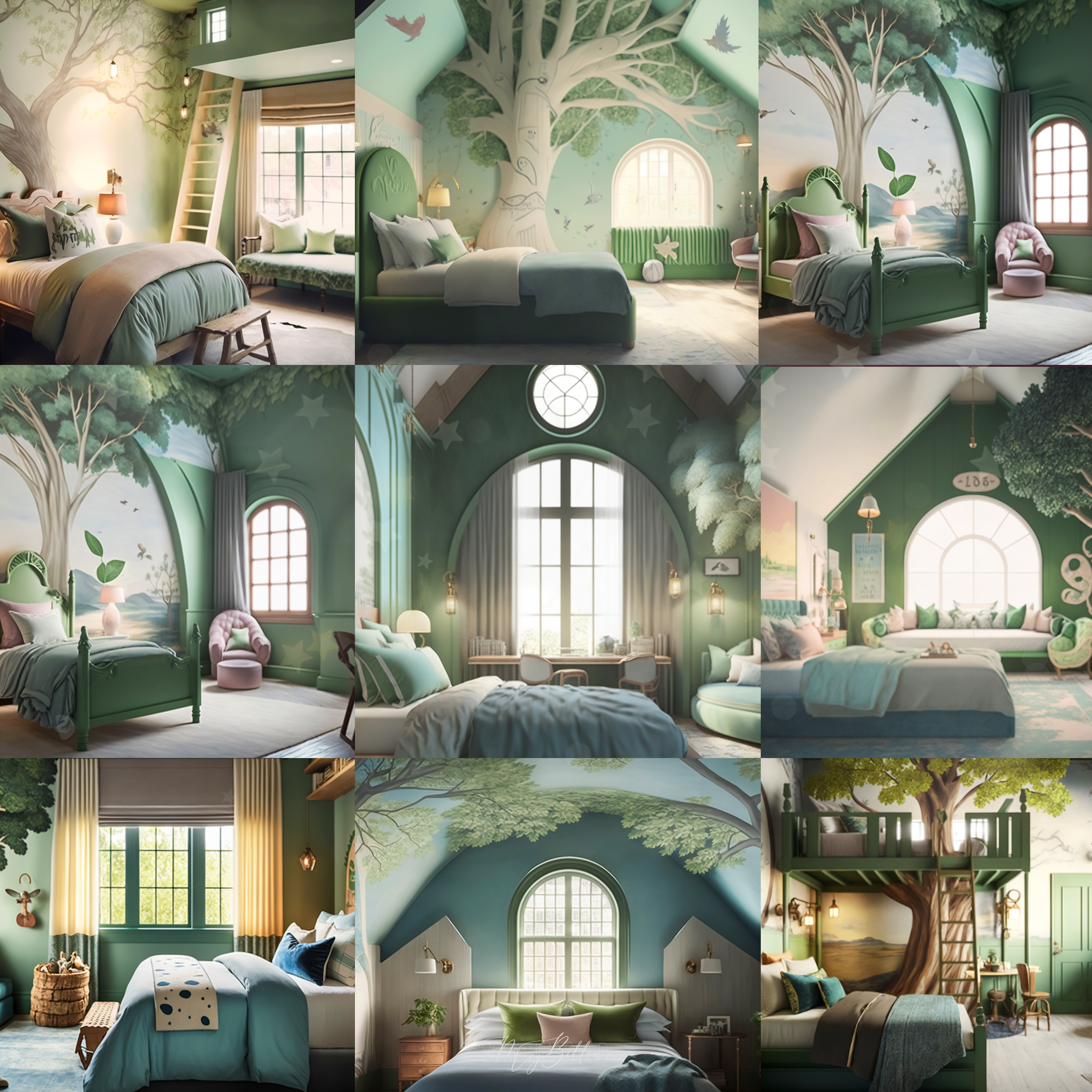 Nature Themed Bedrooms Digital Background Bundle