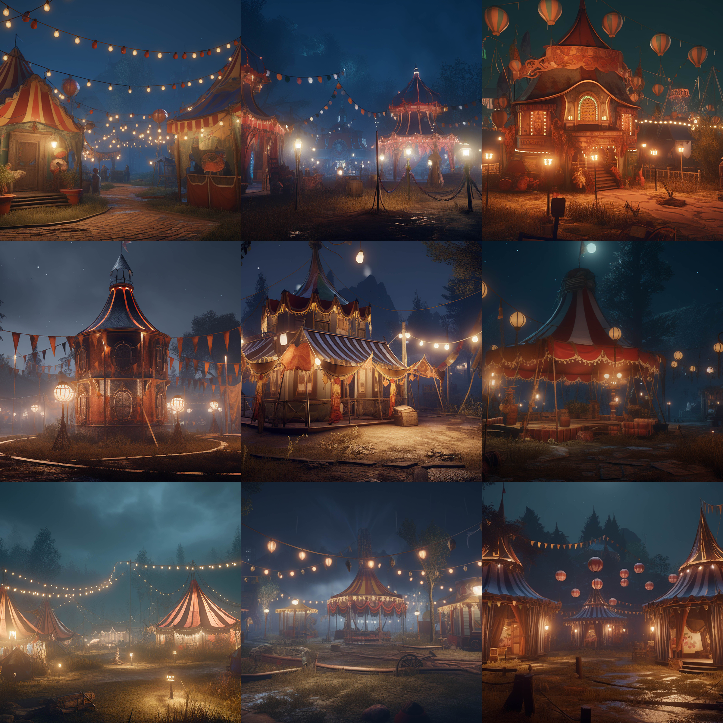 Night Circus Digital Background Bundle