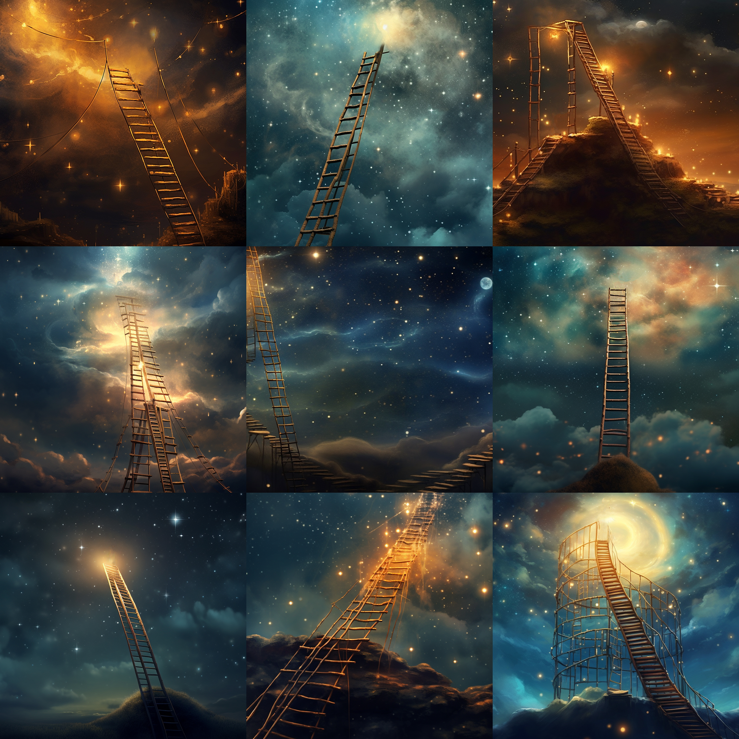 Night Ladders to the Stars Digital Background Bundle