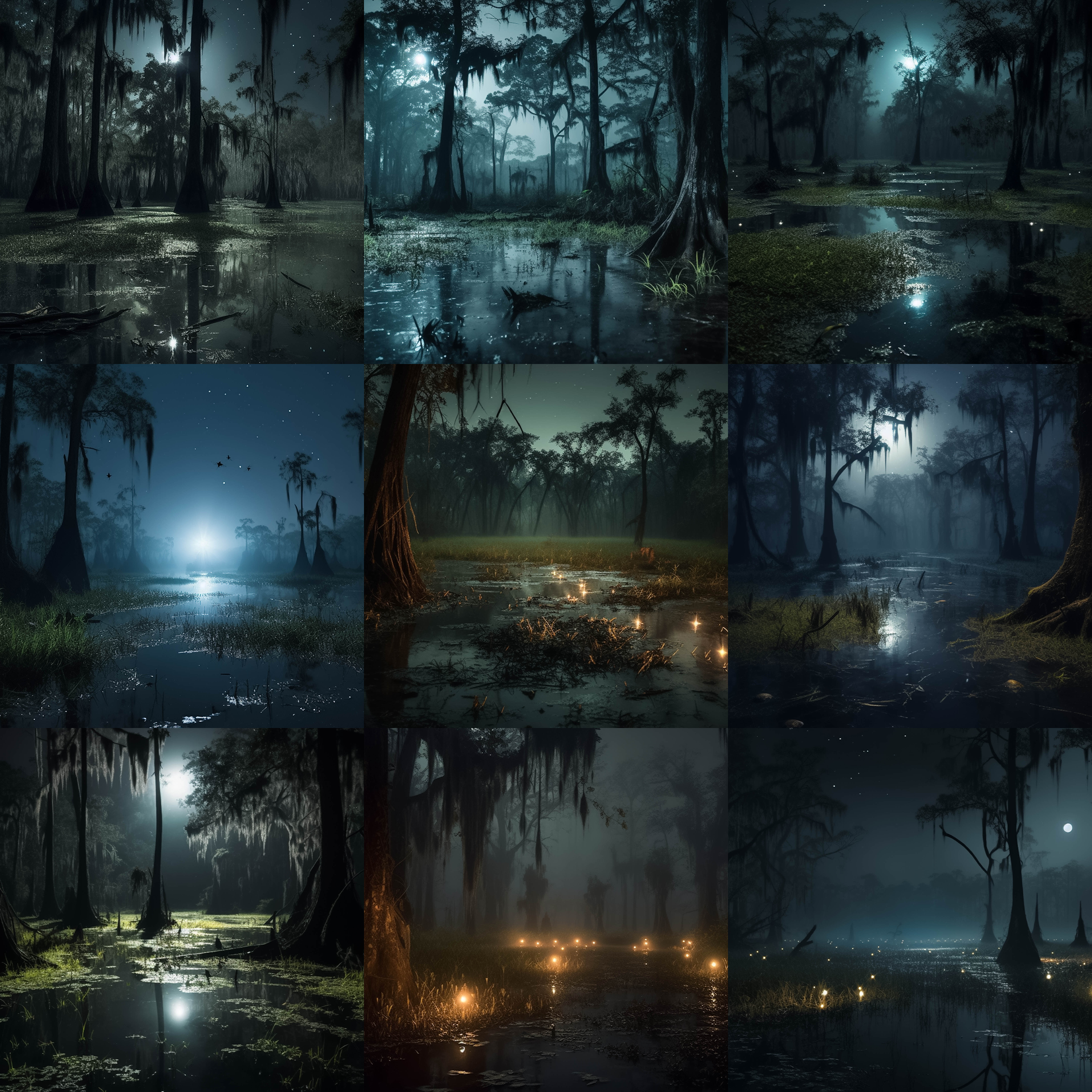 Night Swamp Digital Background Bundle