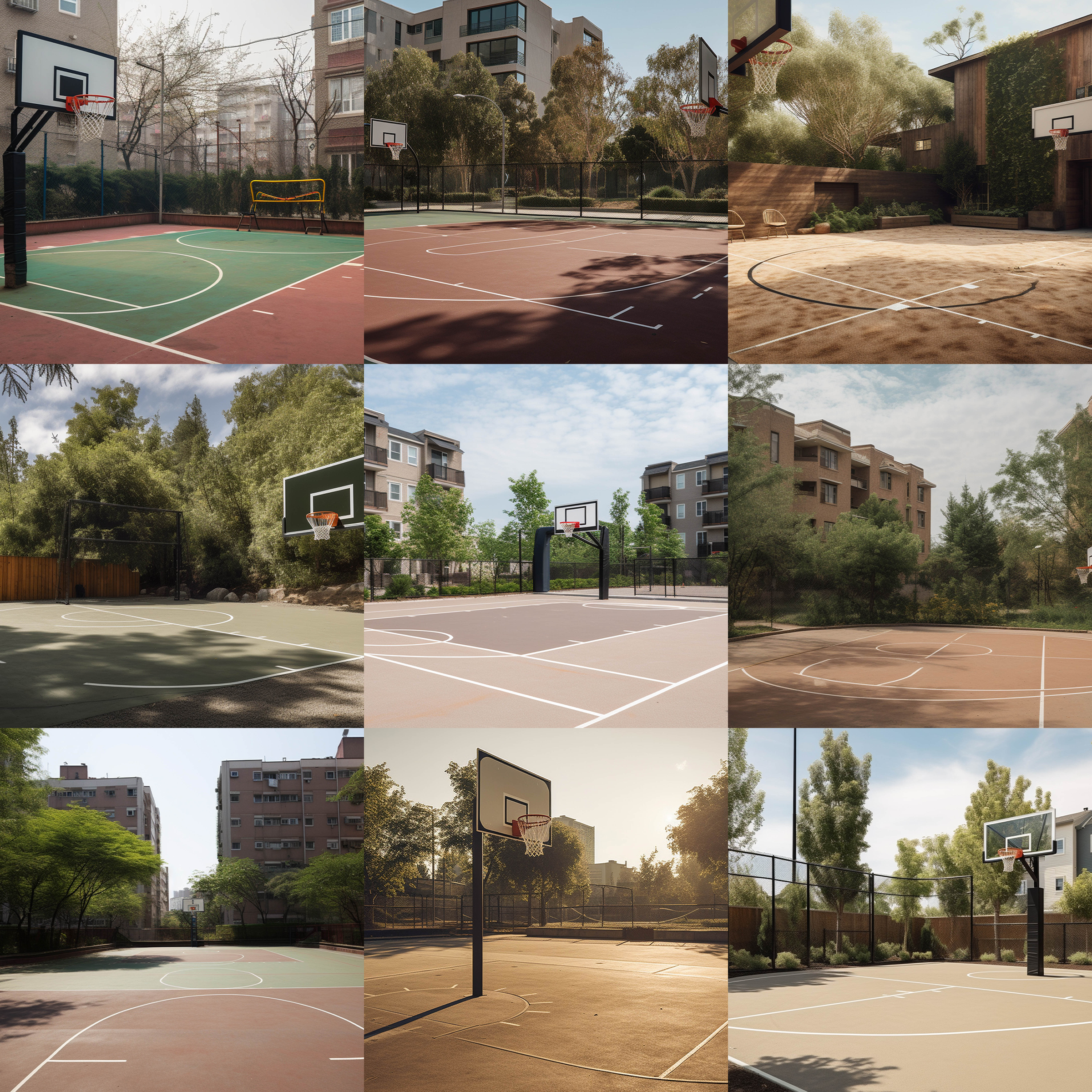 Outdoor Basketball Courts Digital Background Bundle