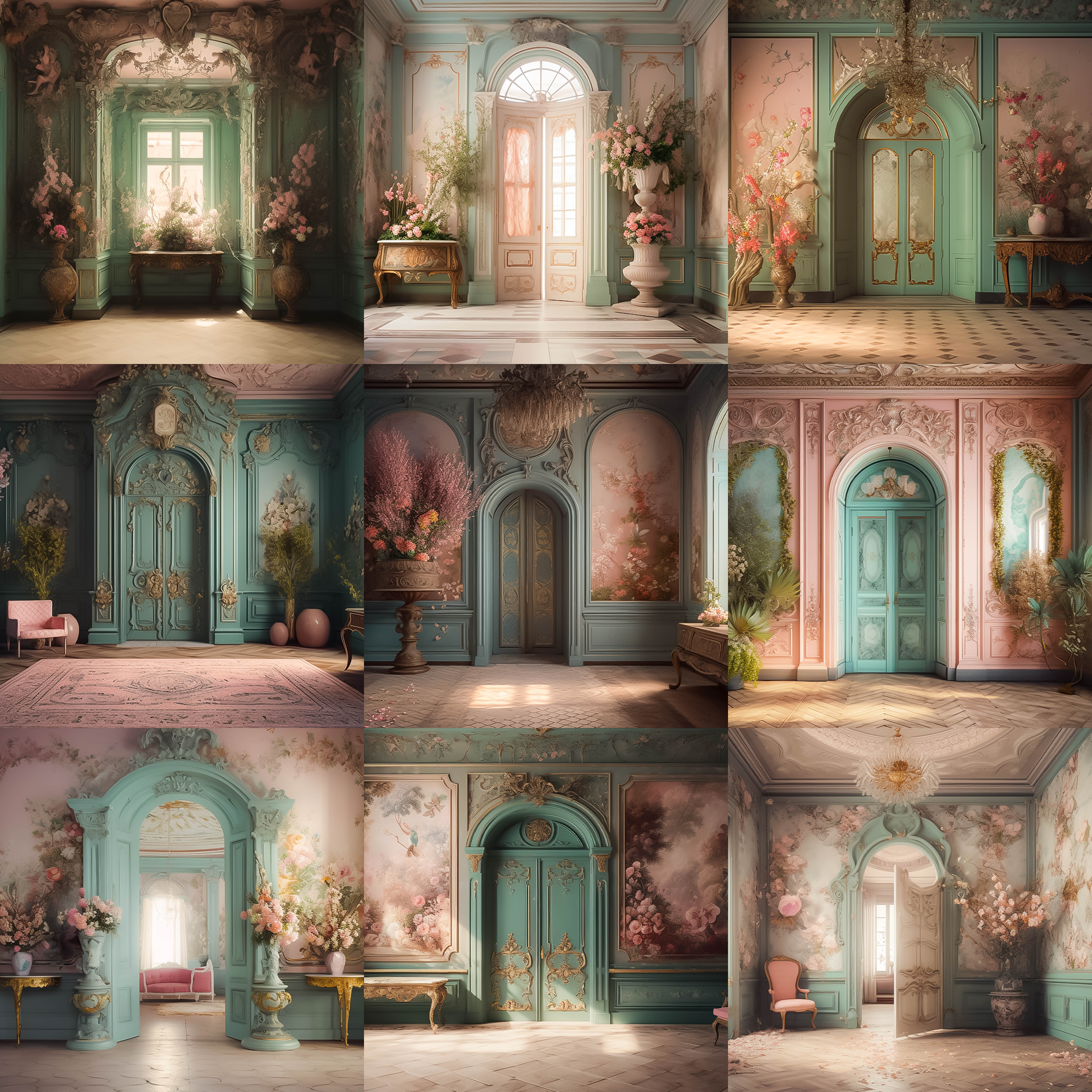 Pastel Baroque Entryways Digital Background Bundle - Meg Bitton Productions