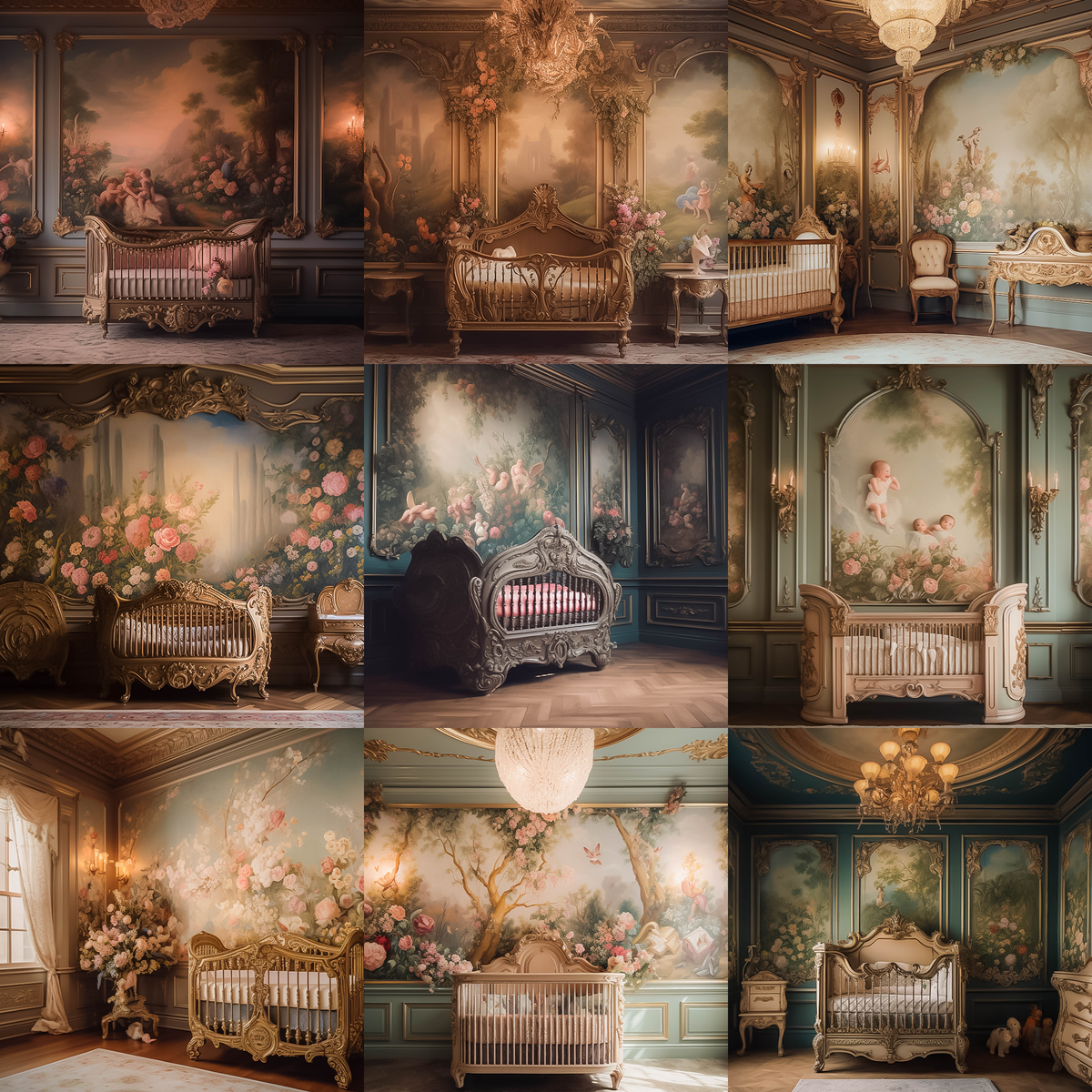 Pastel Baroque Nursery Digital Background Bundle – Meg Bitton Productions