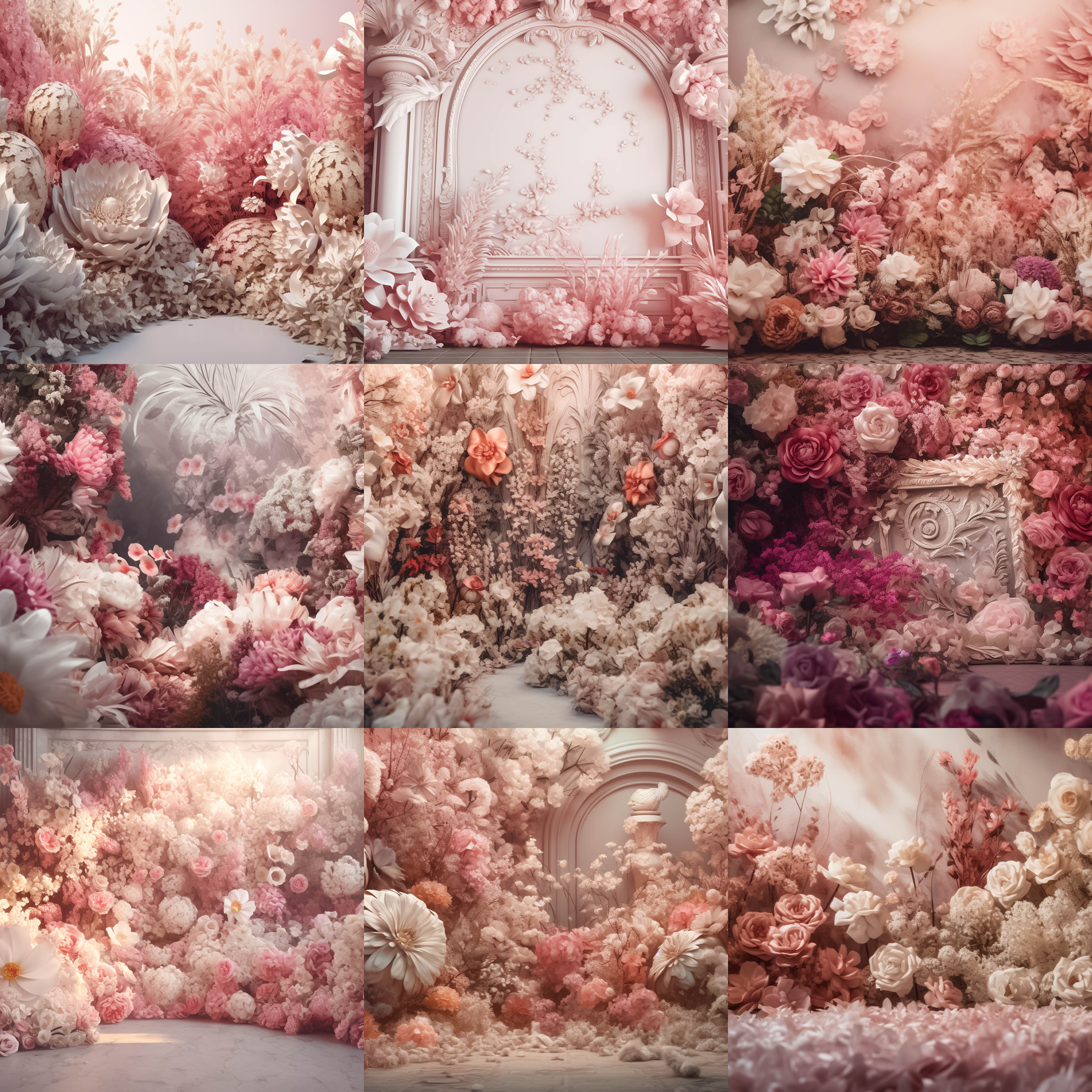 Perfectly Pink Floral Digital Background Bundle