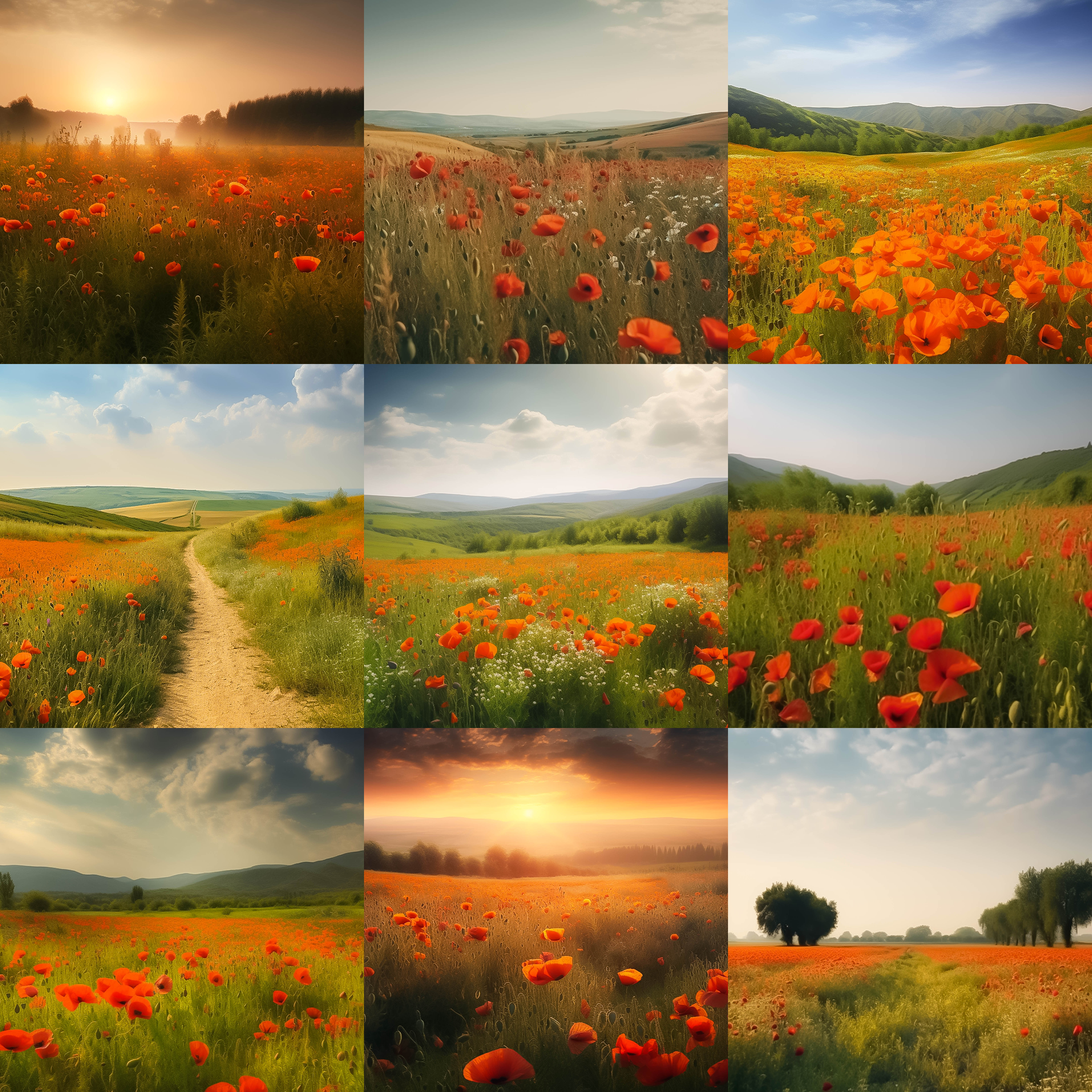 Poppy Field Digital Background Bundle