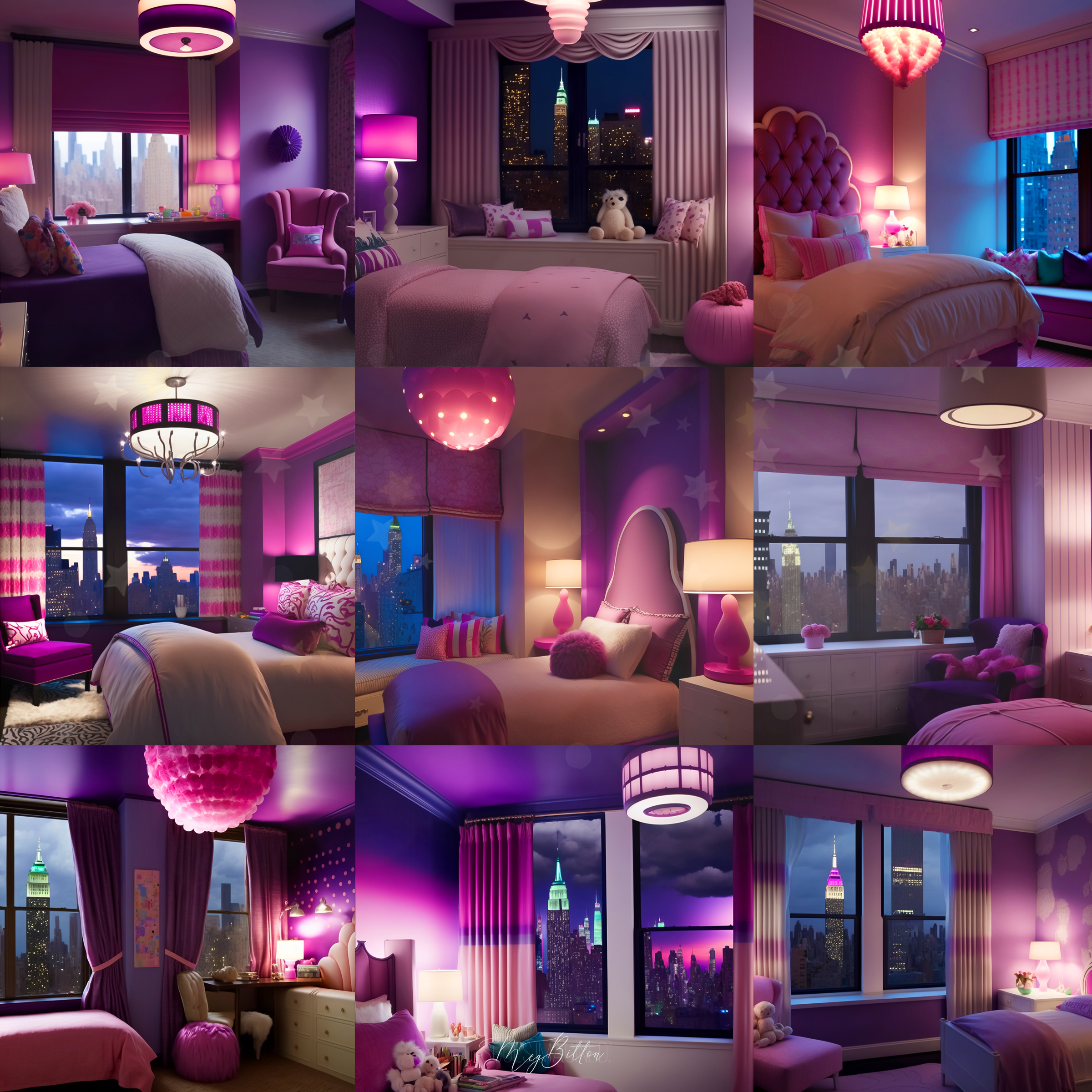 Purple Bedrooms Digital Background Bundle