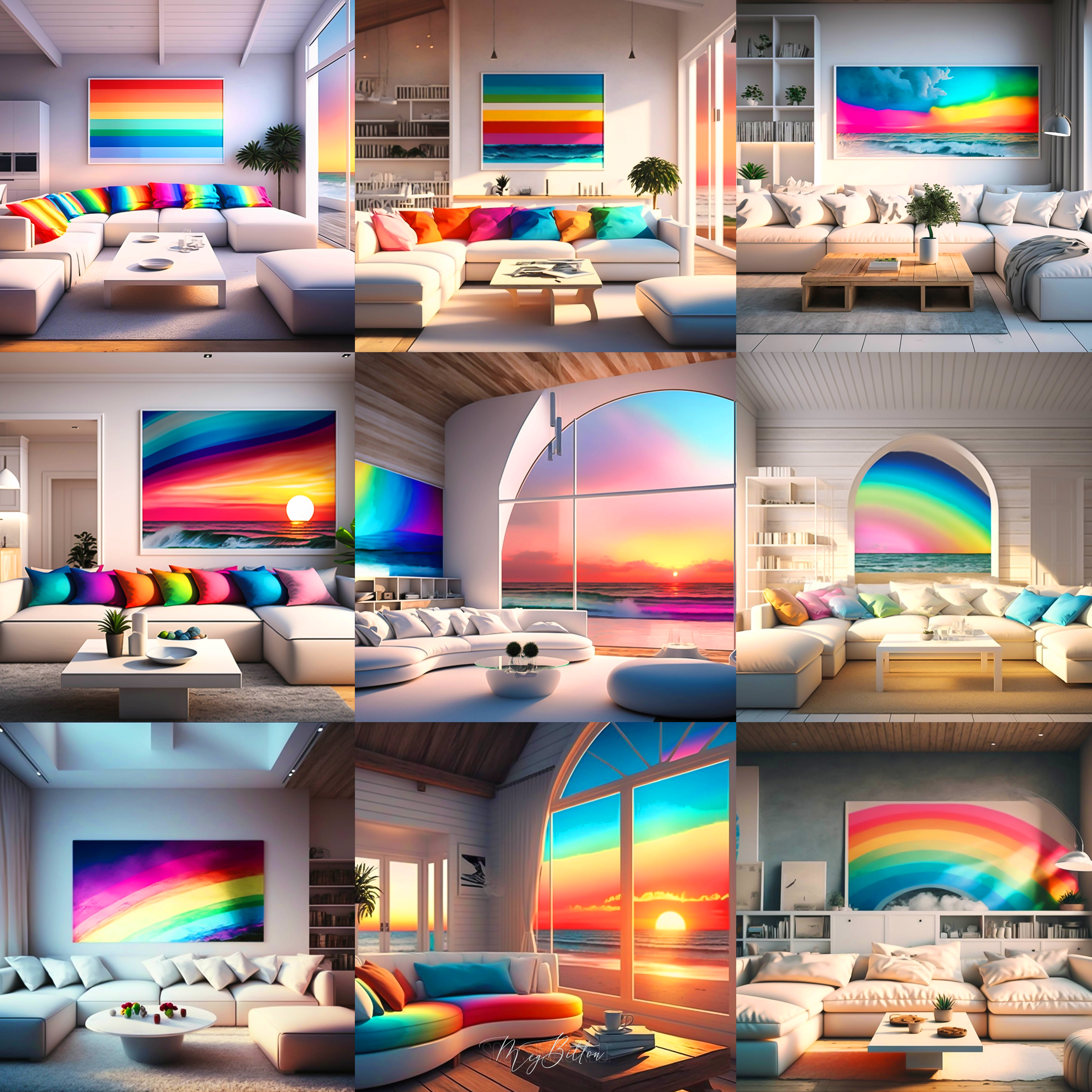 Rainbow Beach Lounges Digital Background Bundle