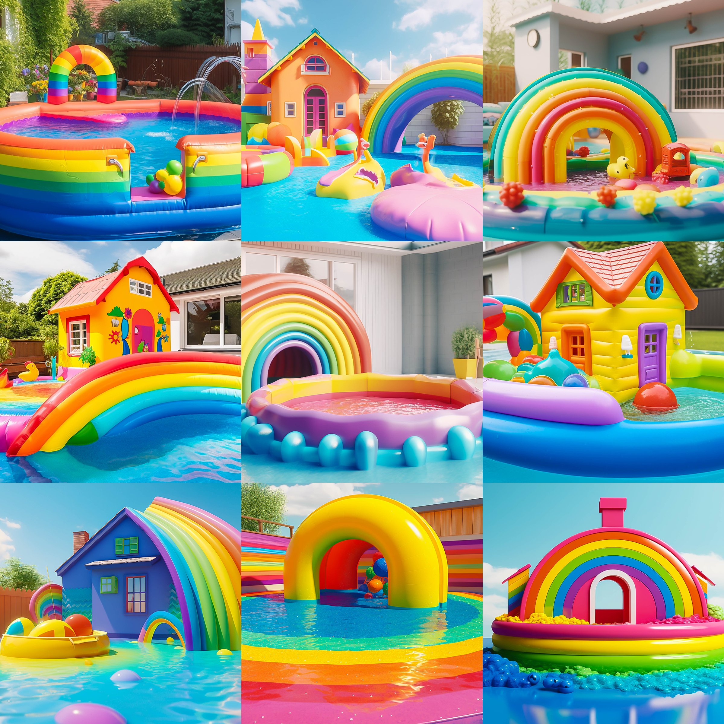 Rainbow Kids Pools Digital Background Bundle