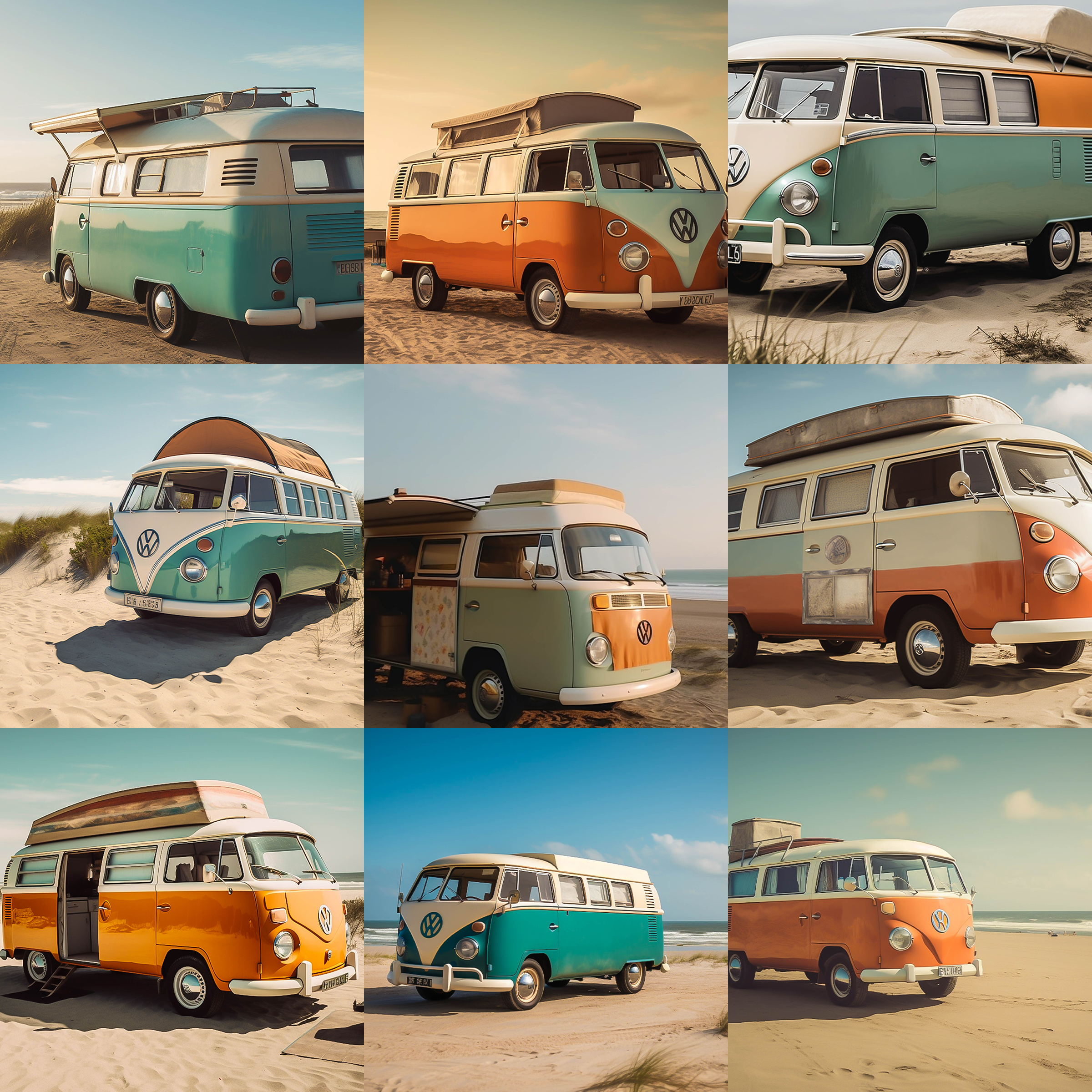 Retro Beach Van Digital Background Bundle