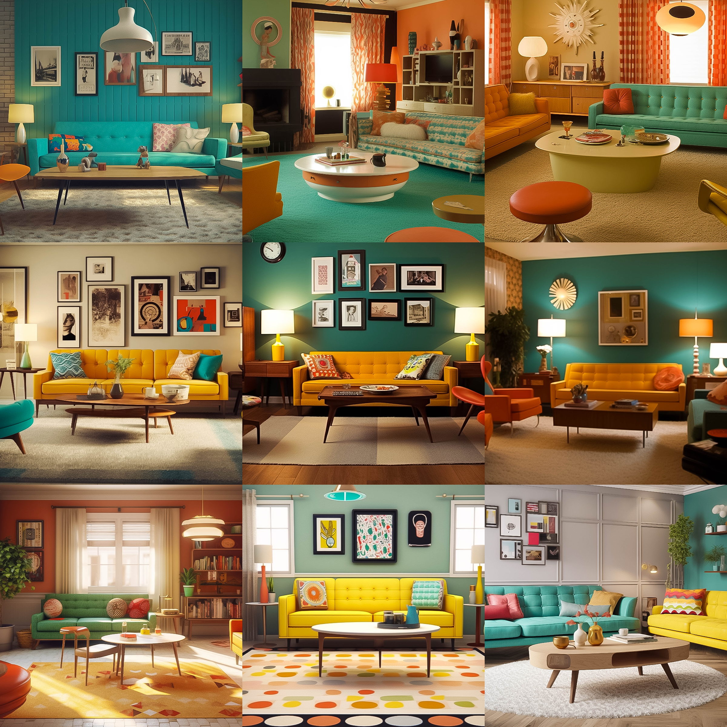 Retro Living Room Digital Background Bundle