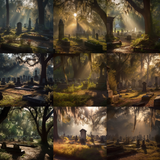 Southern Gothic Cemetery Digital Background Bundle - Meg Bitton Productions