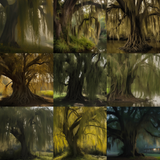 Southern Gothic Willows Digital Background Bundle - Meg Bitton Productions