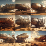 Steampunk Airship Digital Background Bundle - Meg Bitton Productions