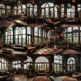 Steampunk Lounges Digital Background Bundle - Meg Bitton Productions