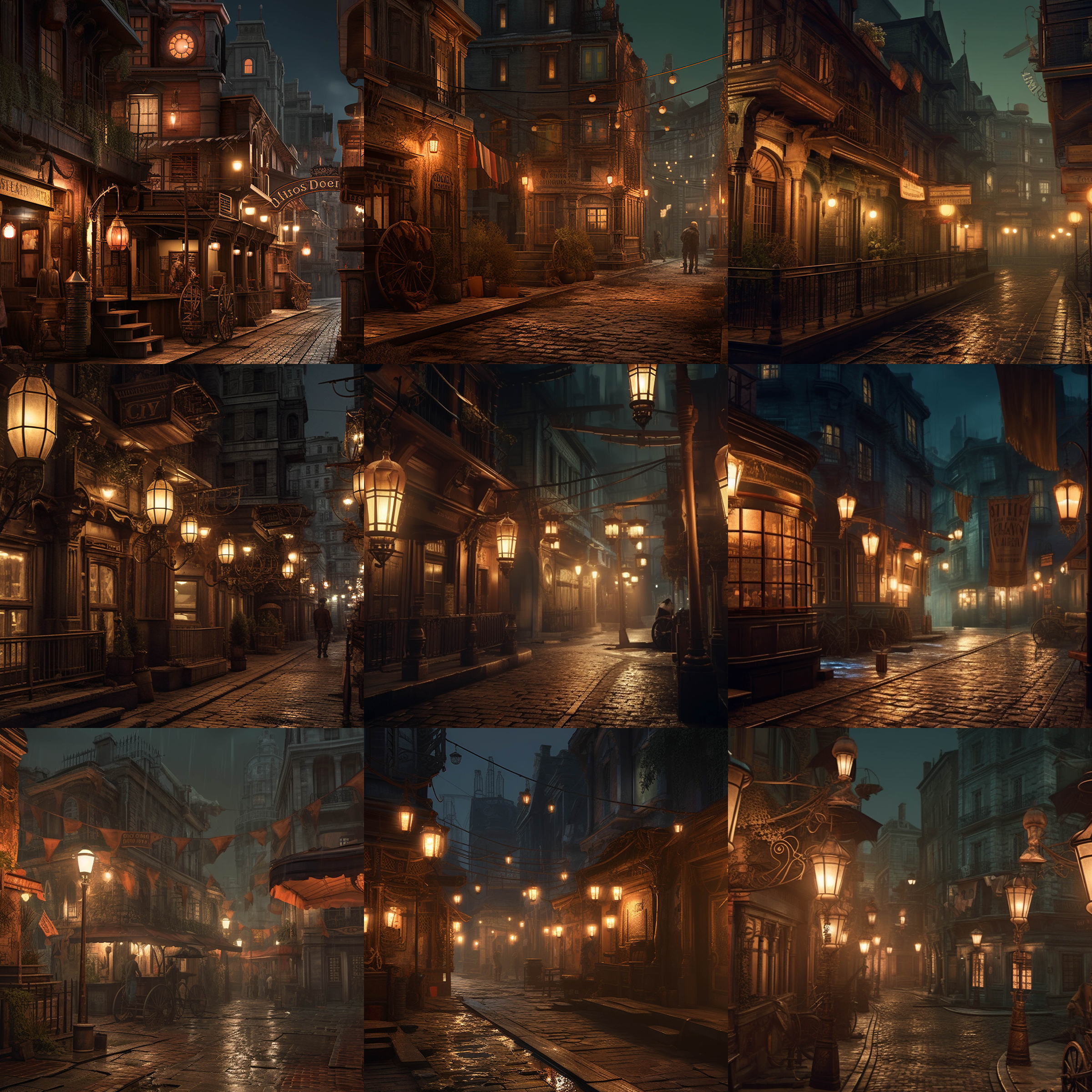 Steampunk Streets Digital Background Bundle