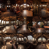 Steampunk Train Cabin Interiors Digital Background Bundle - Meg Bitton Productions