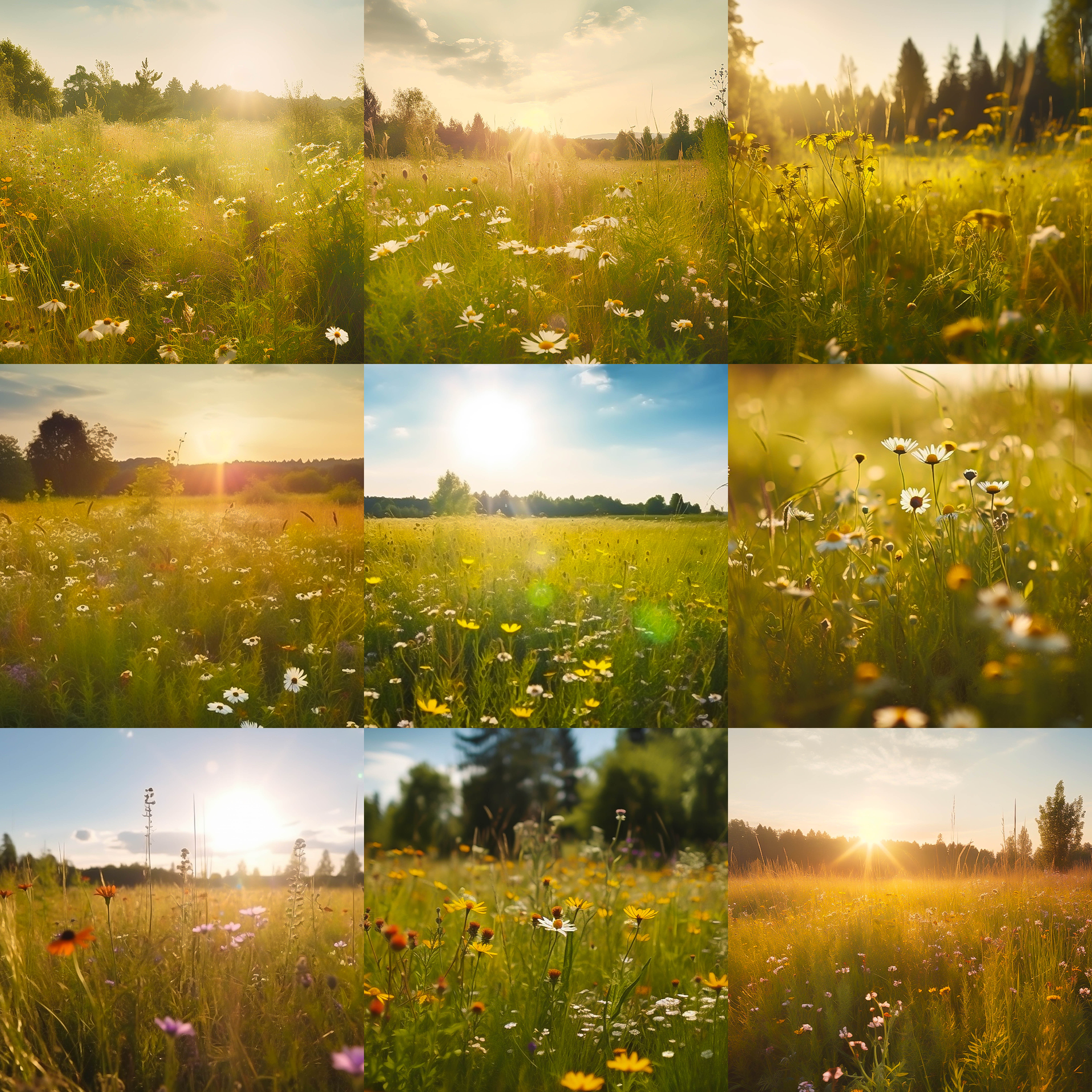 Summer Meadow Digital Background Bundle