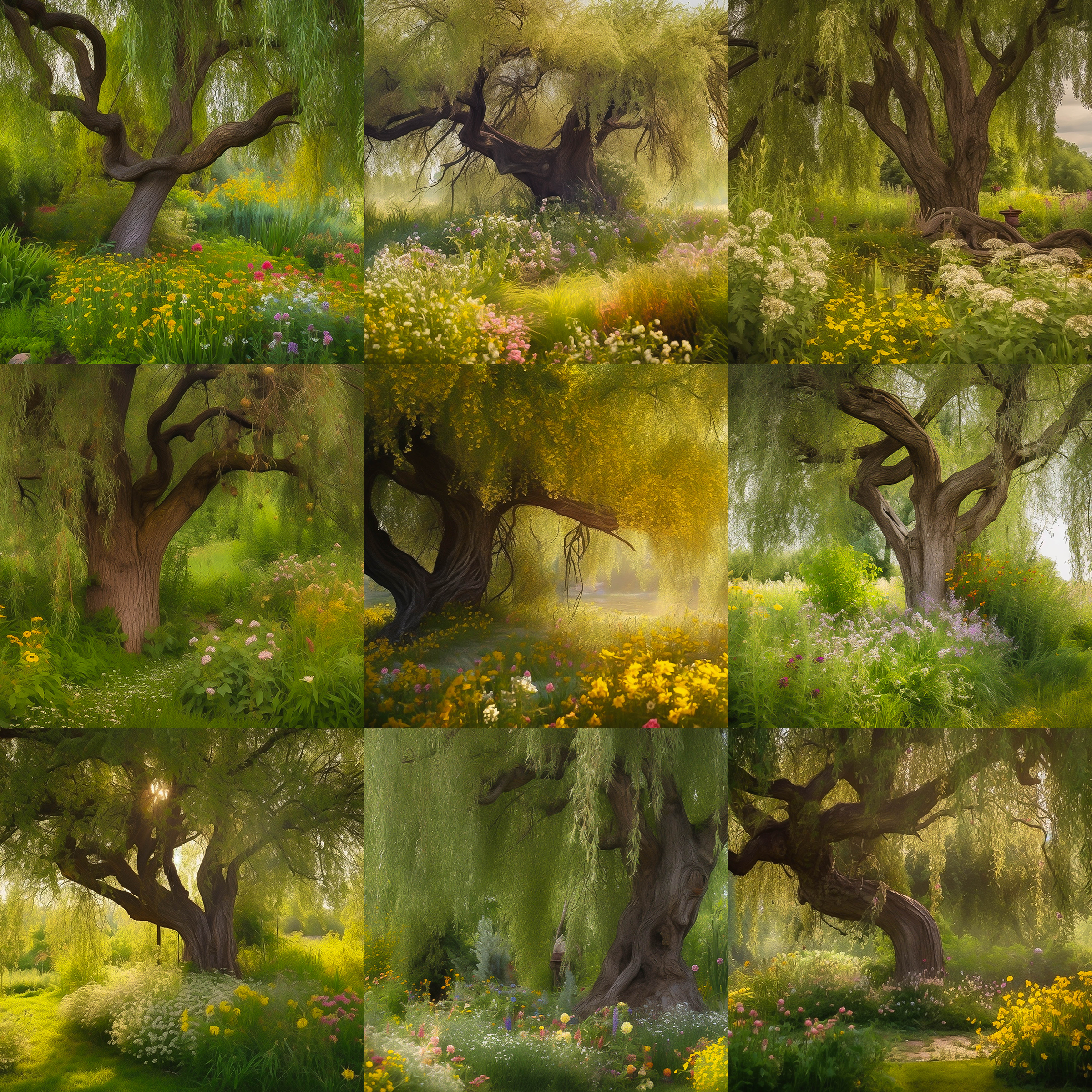 Summer Willow Digital Background Bundle