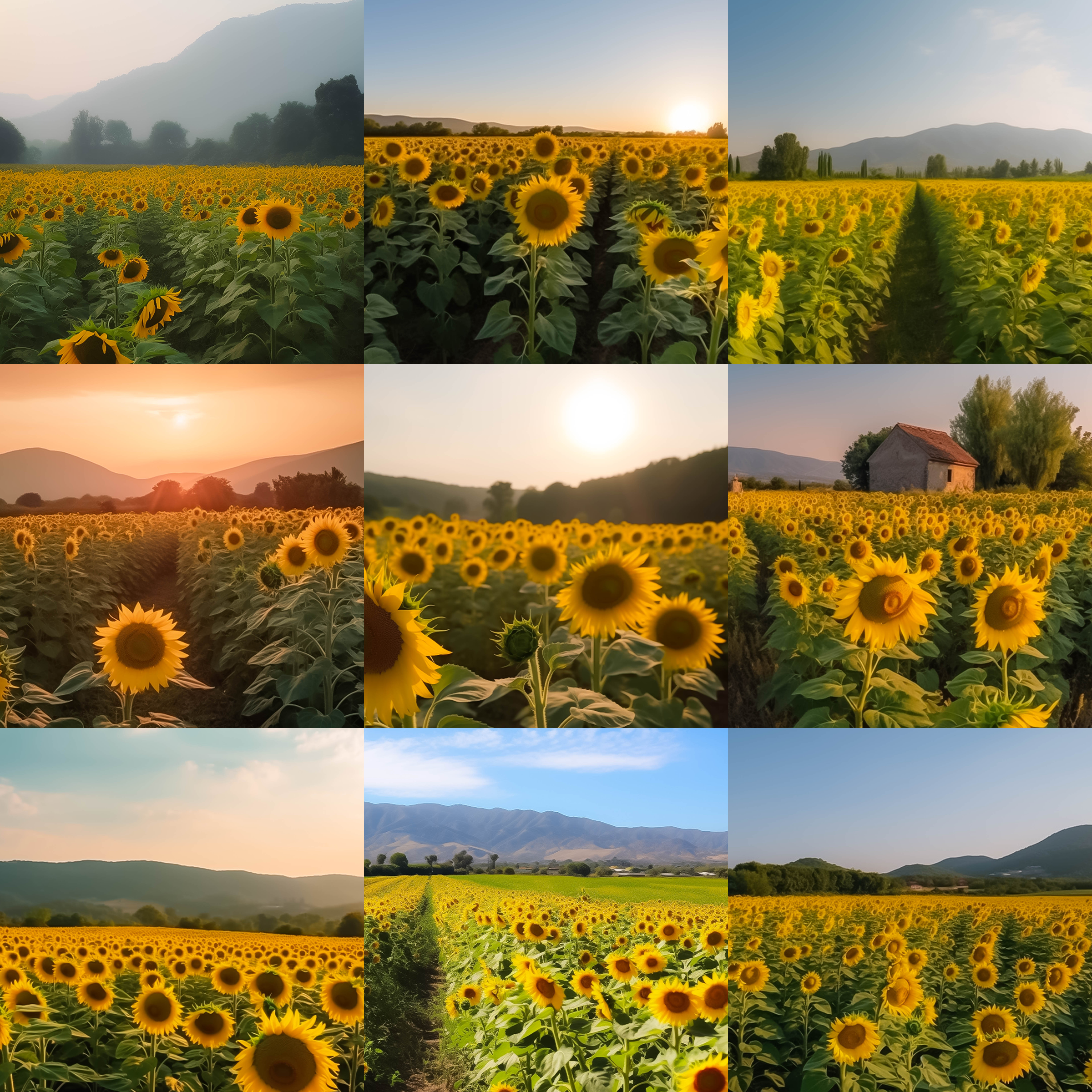 Sunflower Field Digital Background Bundle