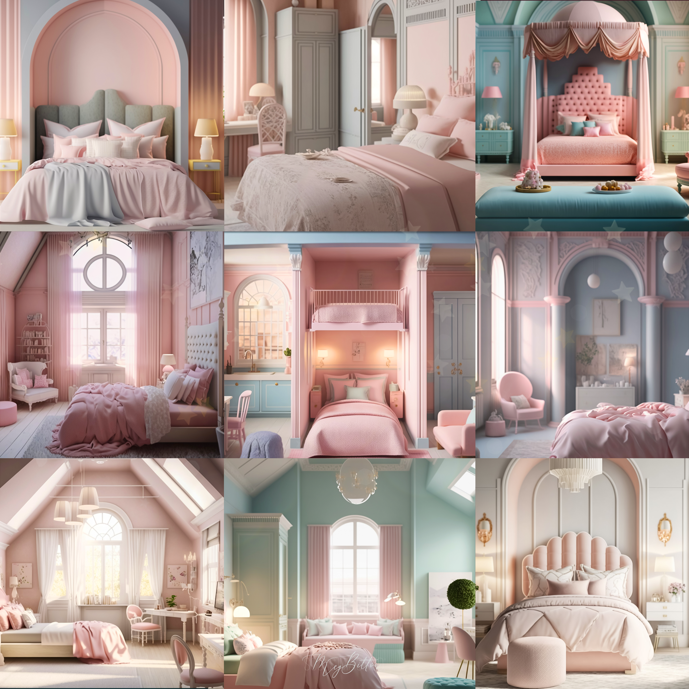 Sweet Teen Bedrooms Digital Background Bundle