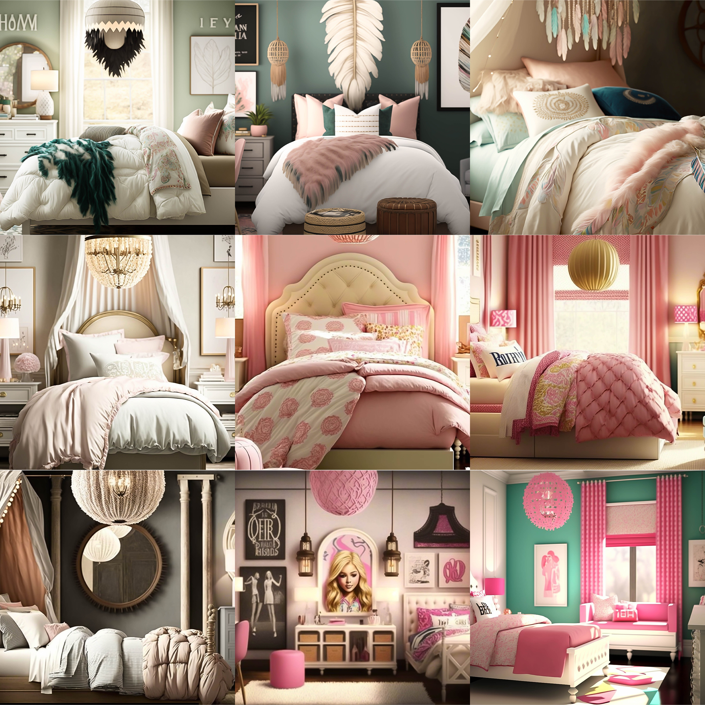 Teen Girls Bedrooms Digital Background Bundle