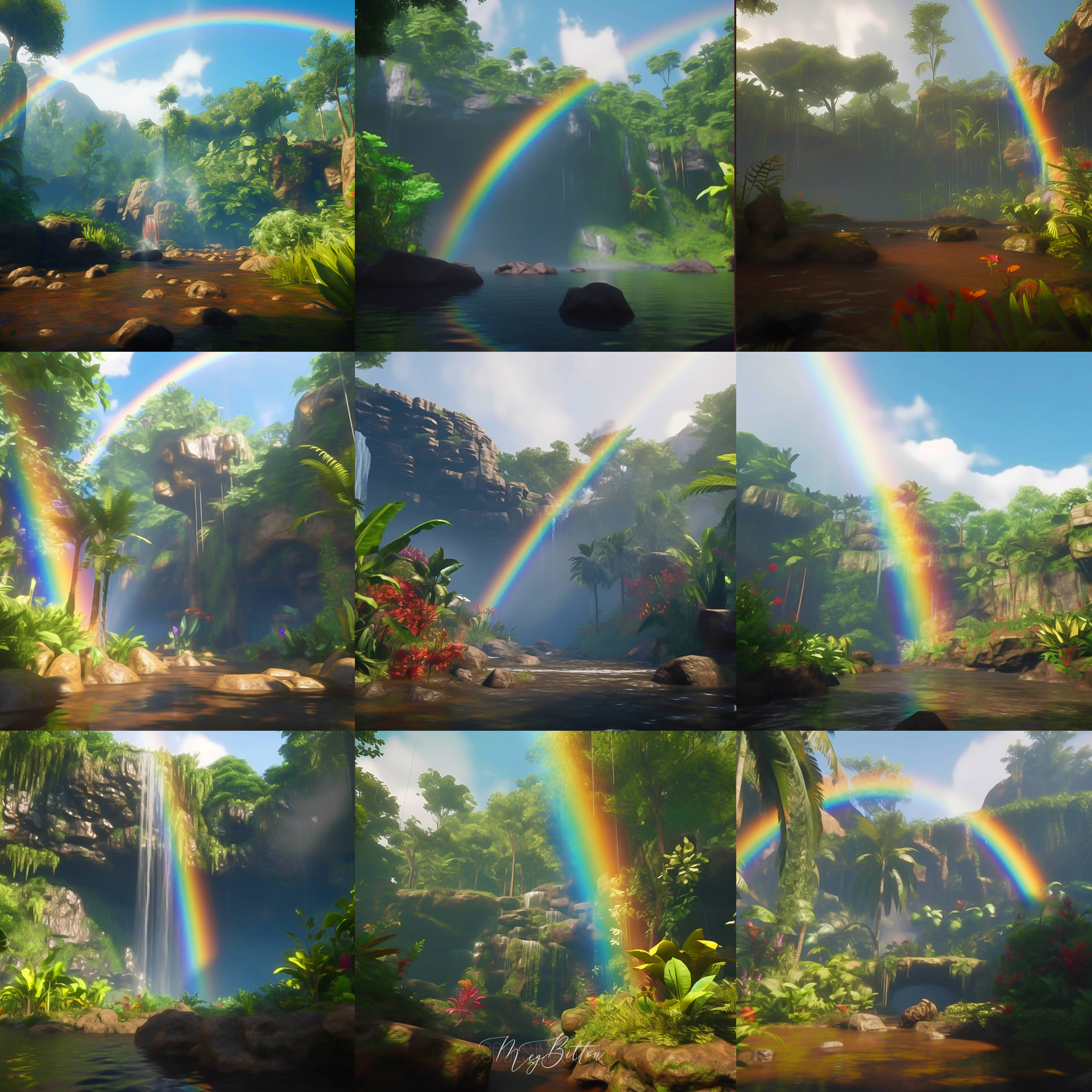 Tropical Rainbows Digital Background Bundle