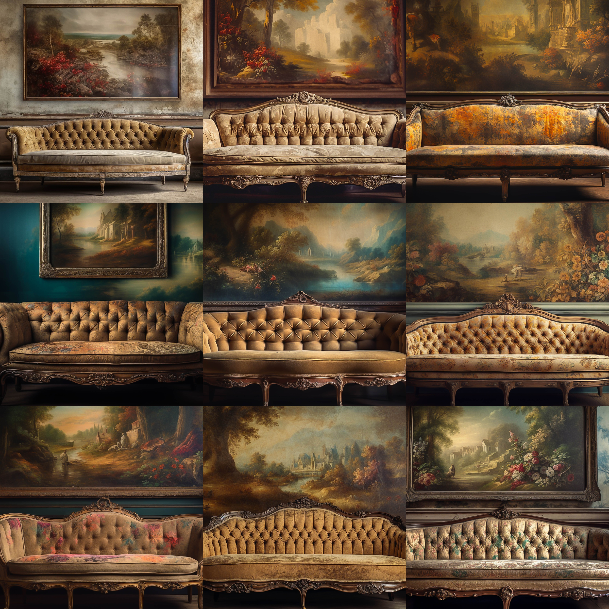 Vintage Couch Digital Background Bundle