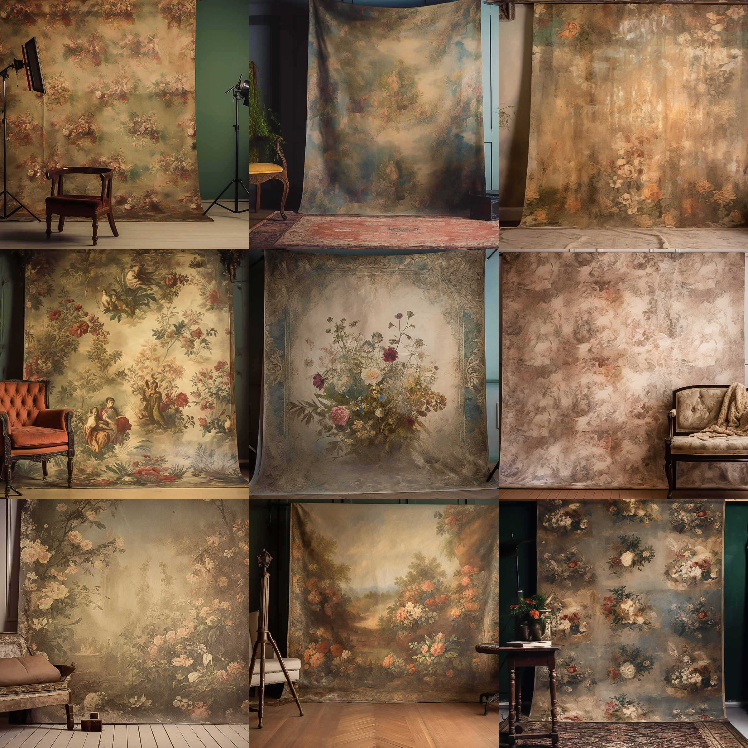 Vintage Fine Art Studio Digital Background Bundle