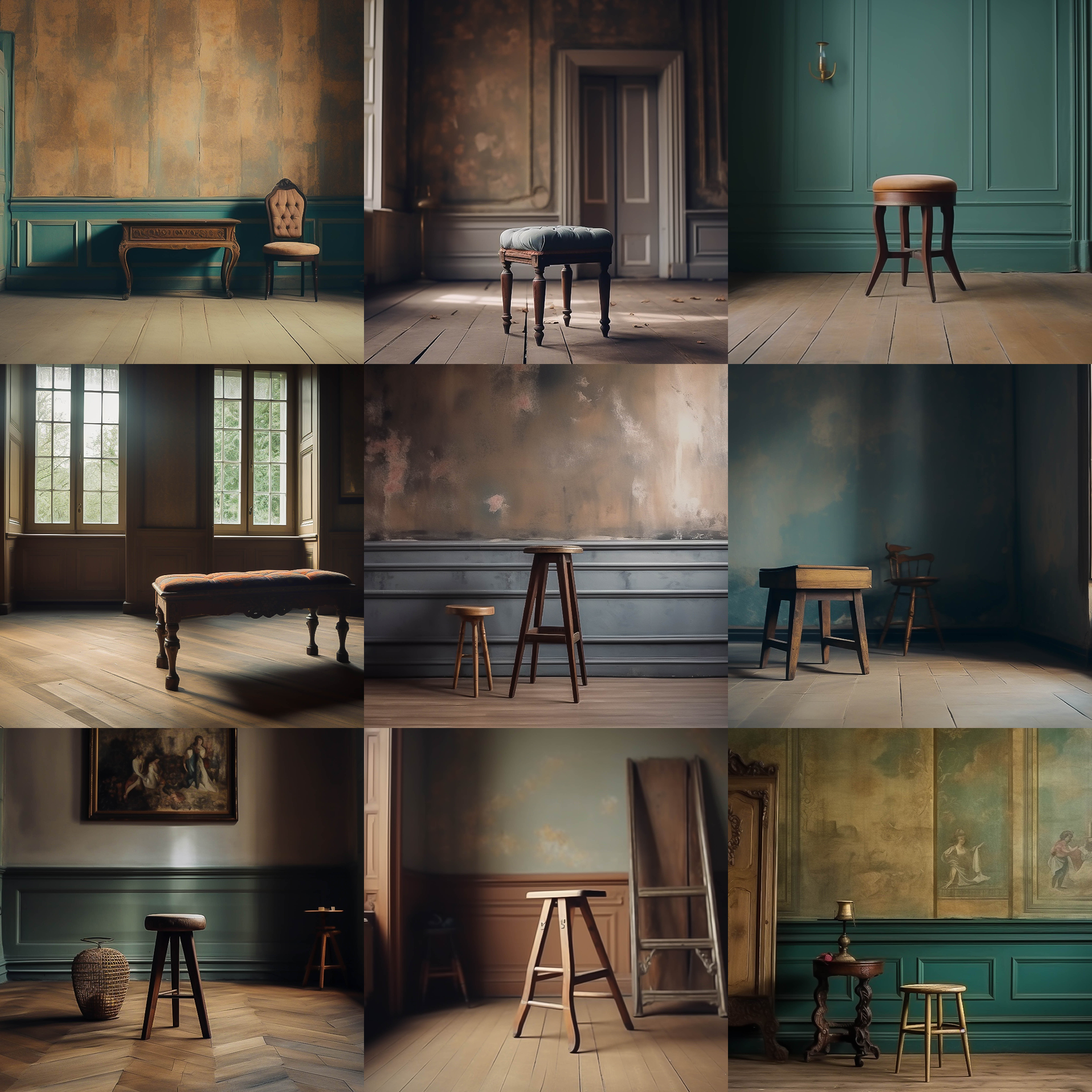 Vintage Stools Digital Background Bundle