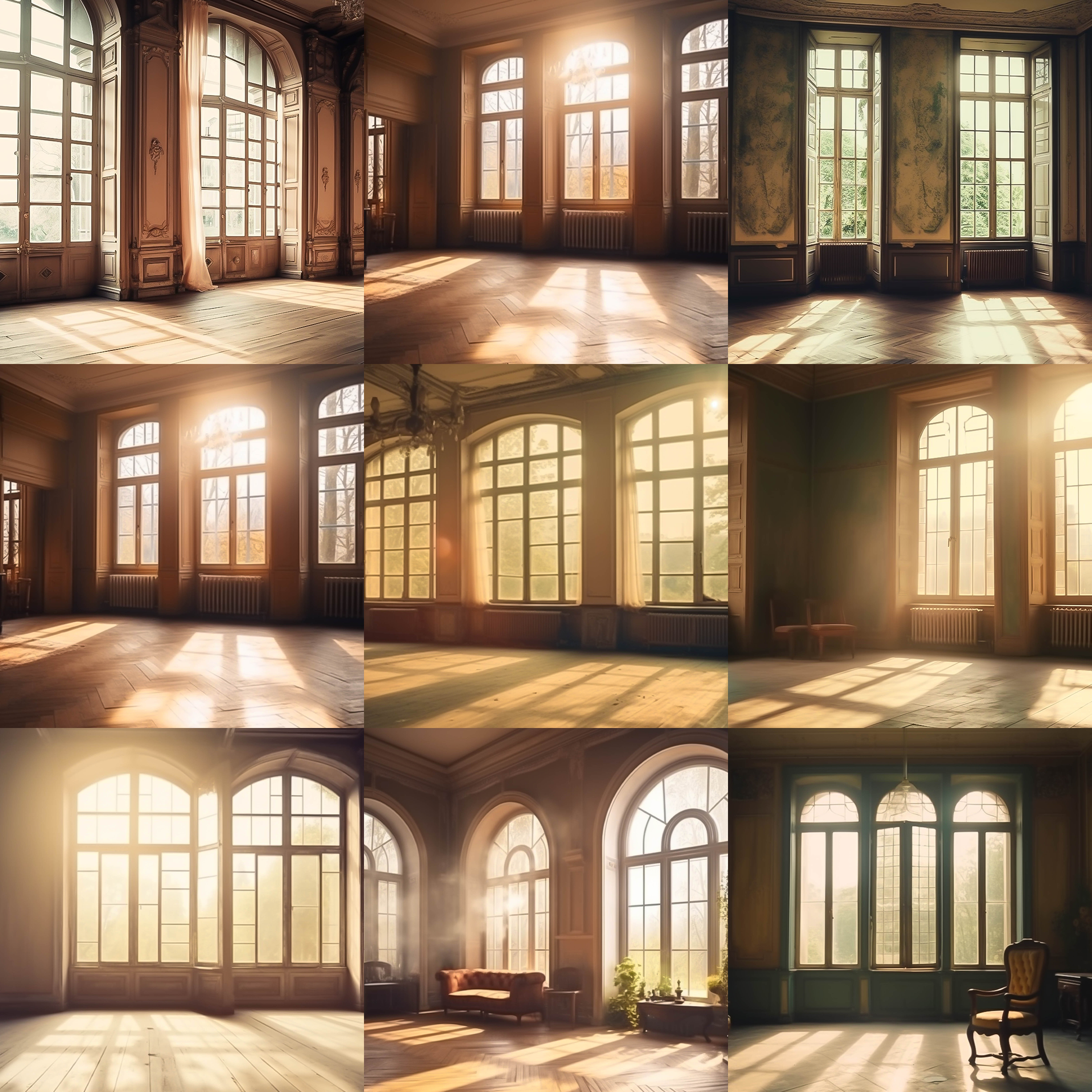 Vintage Sunny Rooms Digital Background Bundle